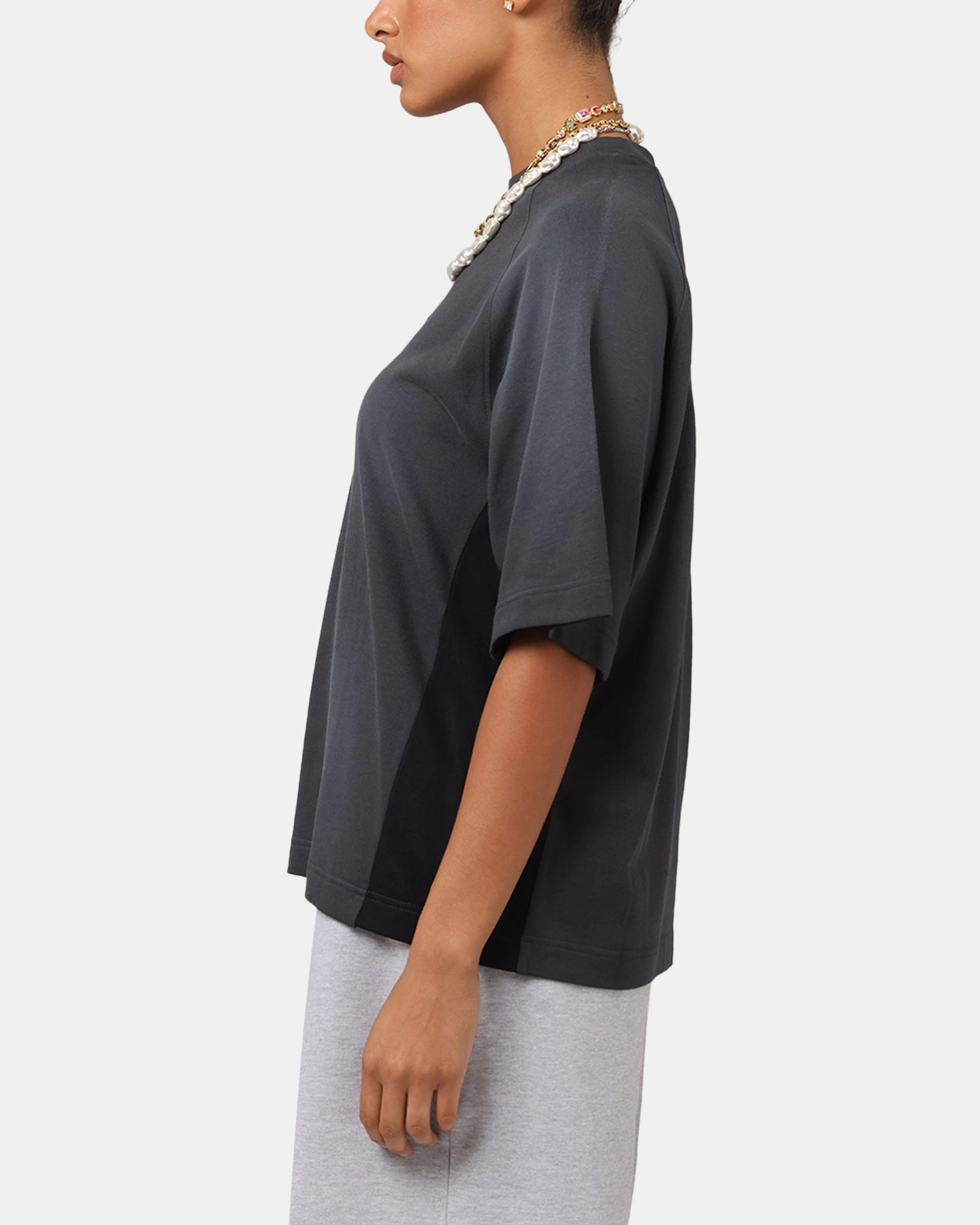 Active Wear Soft and Light Wear Loiter Daytona Panel T-Shirt Washed Black