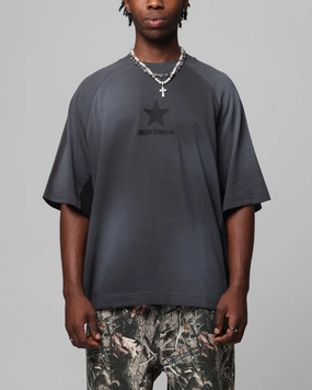 Loiter Daytona Panel T-Shirt Washed Black Durable Color Retention