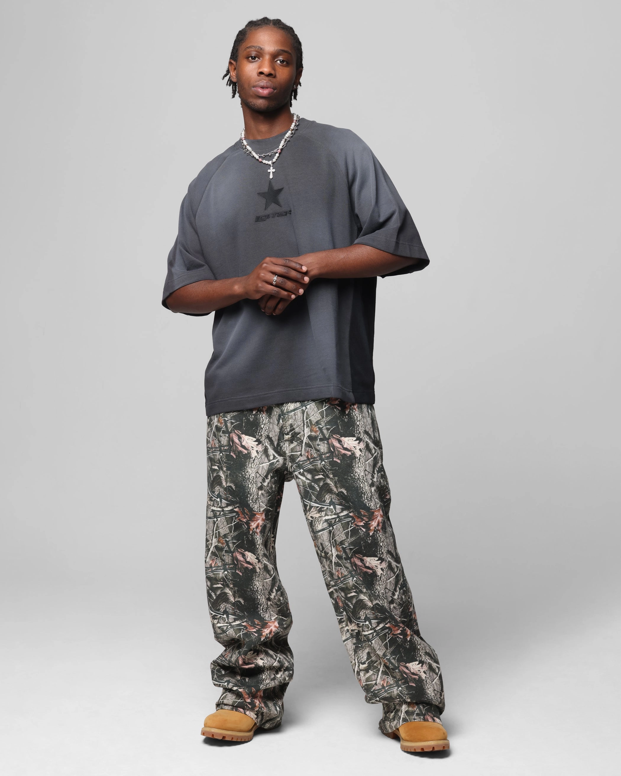 Loiter Daytona Panel T-Shirt Washed Black Modern Layering