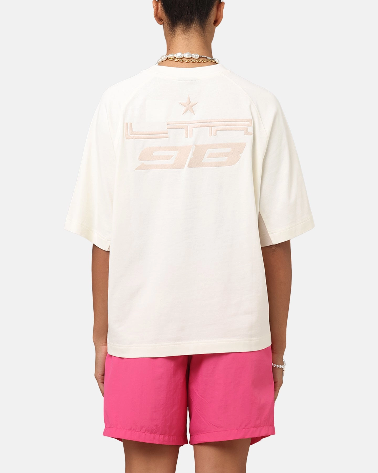 VintageWashEffect hiking clothes Loiter Daytona Panel T-Shirt White/Stone