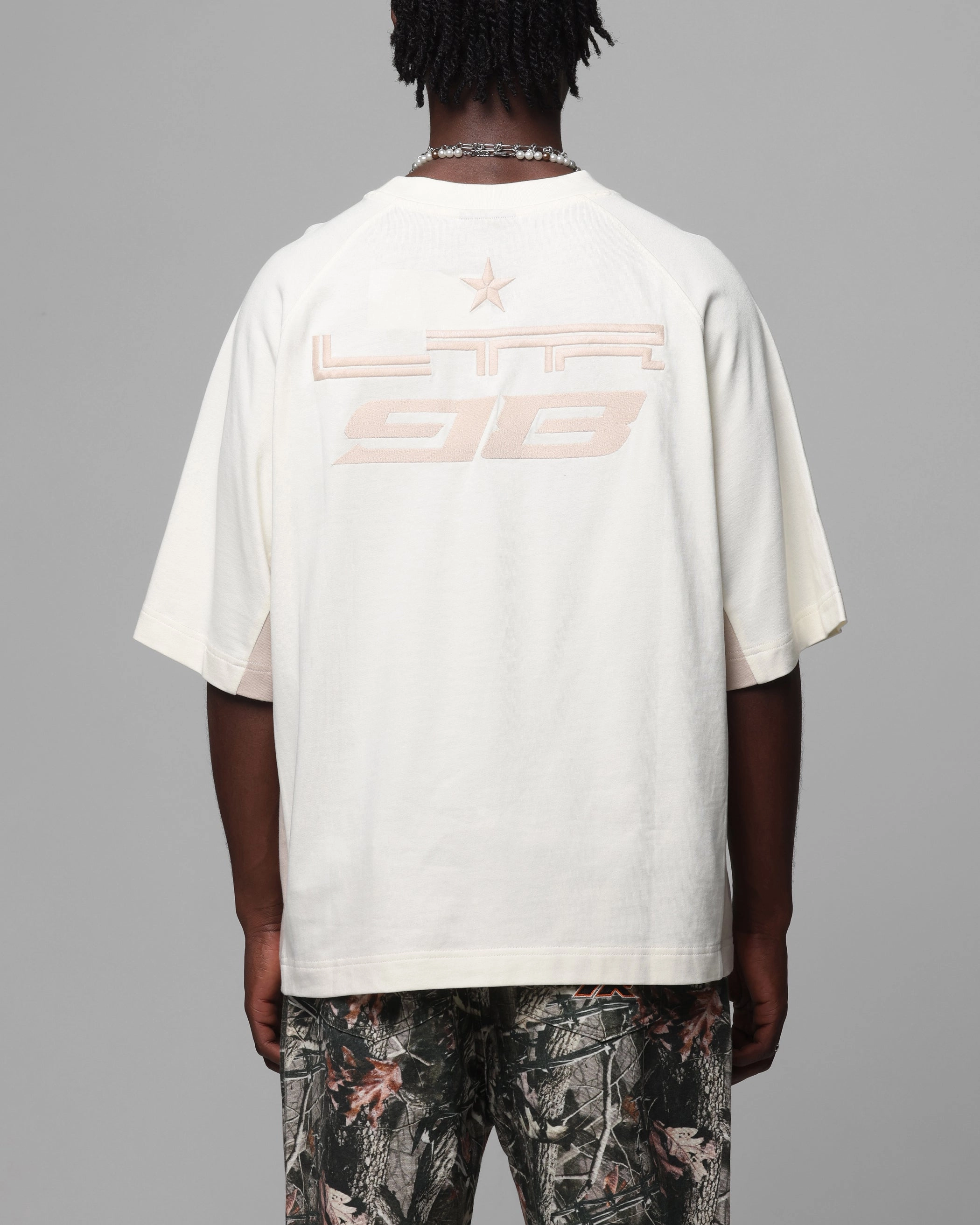 Loiter Daytona Panel T-Shirt White/Stone Easy Comfort Stretchable Armholes