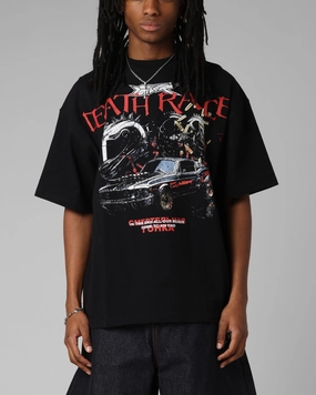 Classic Crew Neck Loiter Death Race Vintage T-Shirt Black