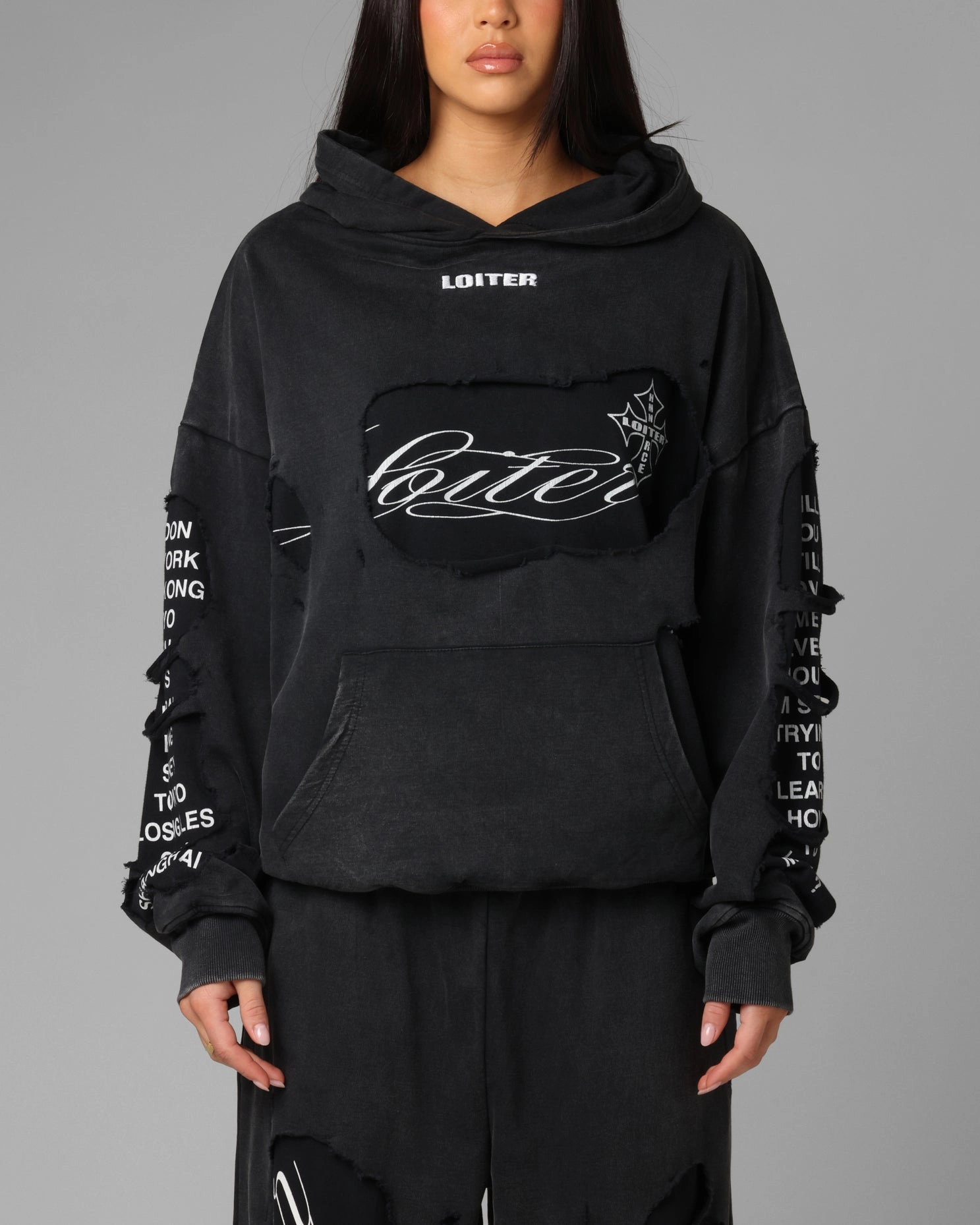 Brand motorcycle Loiter Destruction Hoodie Black