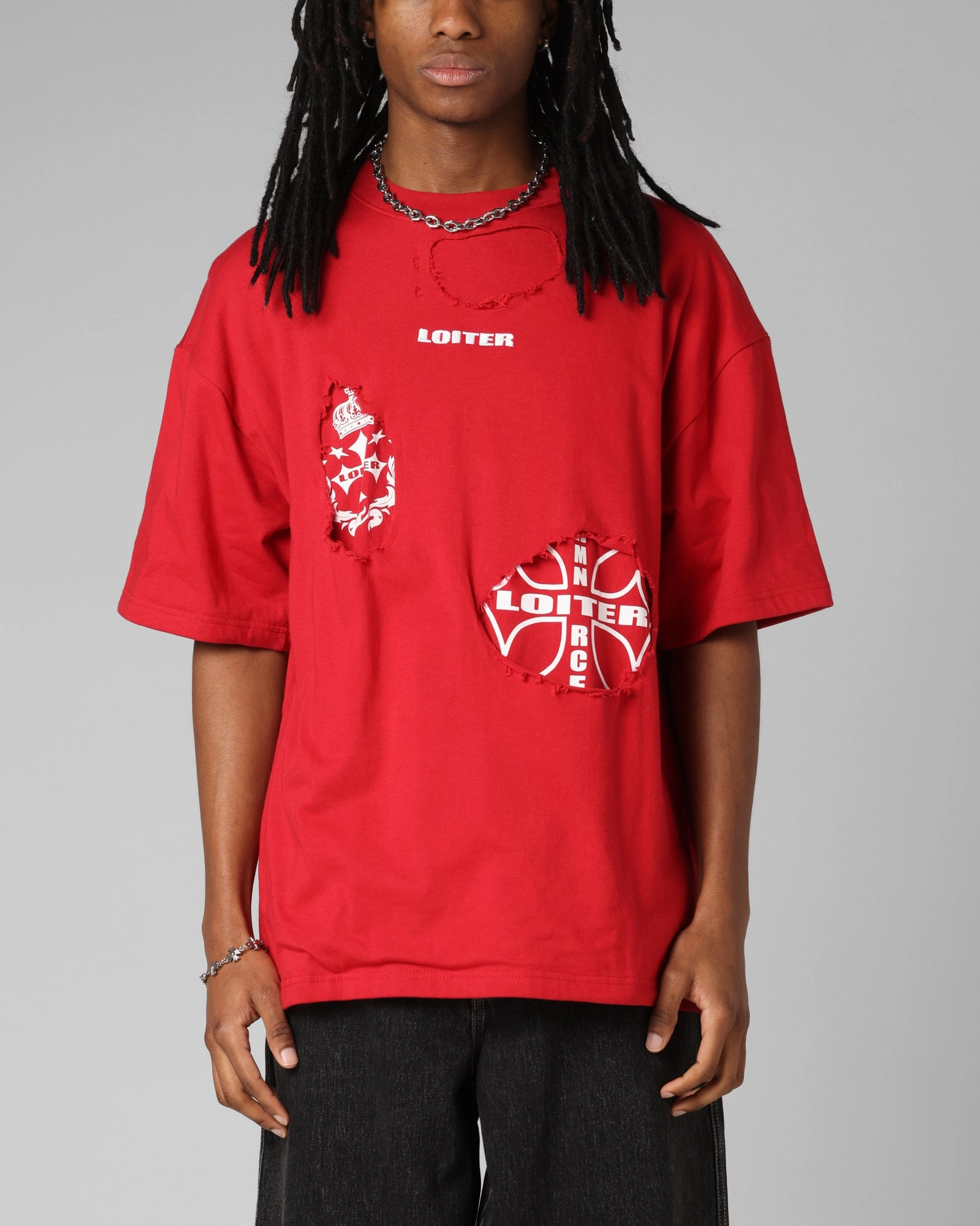 Loiter Destruction T-Shirt Red Sustainable production