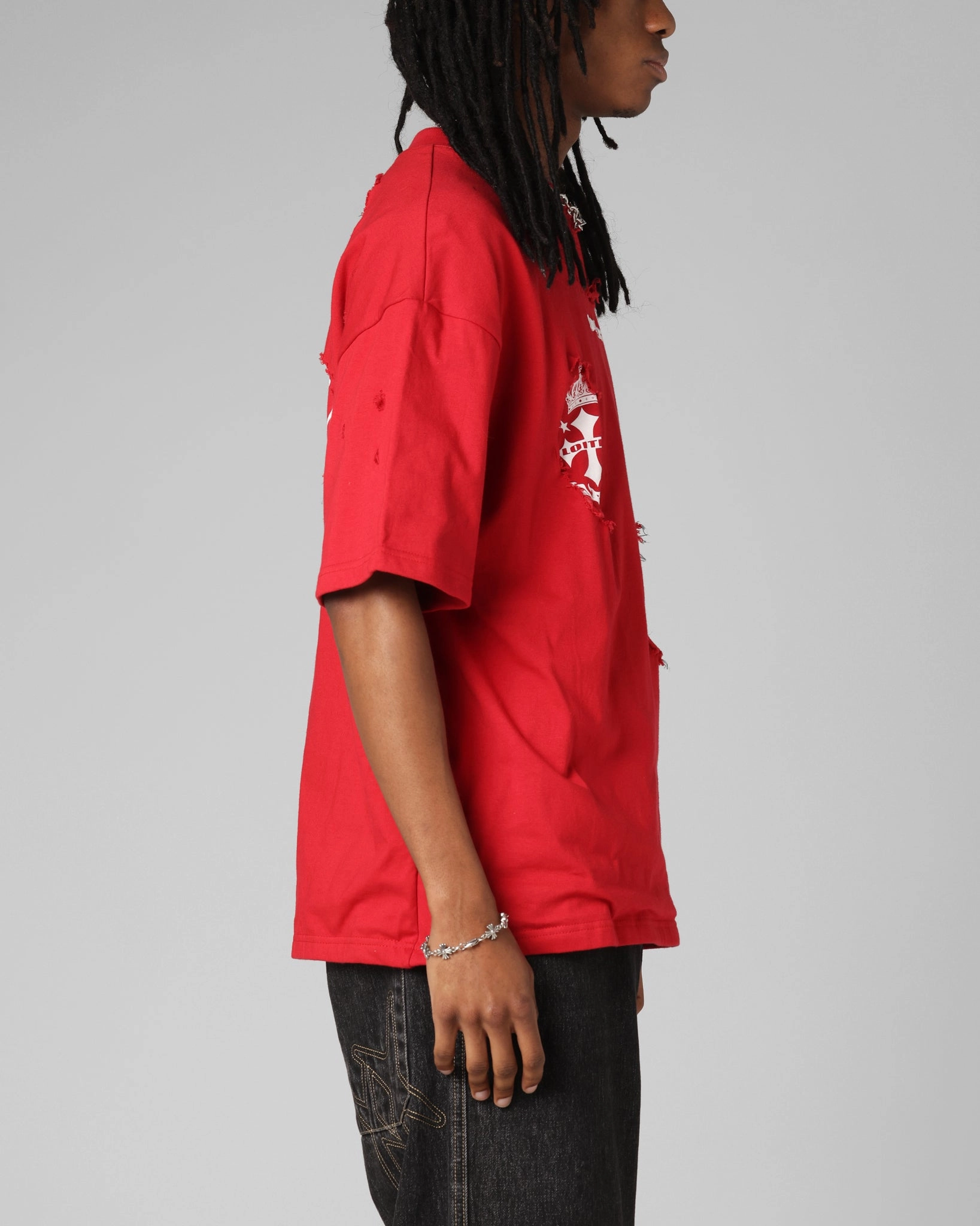 Loiter Destruction T-Shirt Red All-Season Comfort Wear Summer Fashion