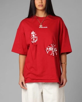 Water Based Ink Print Easy Care Fabric Loiter Destruction T-Shirt Red