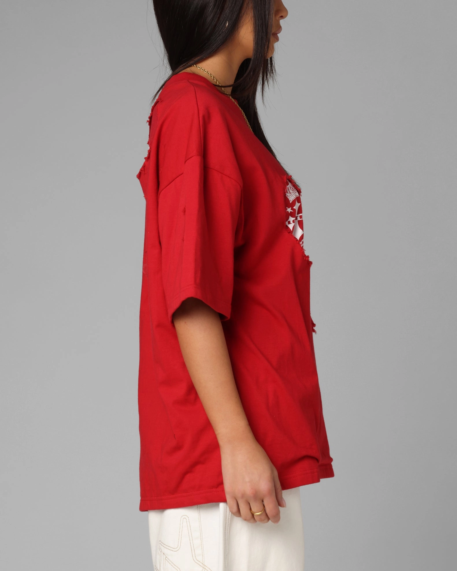 Loiter Destruction T-Shirt Red Bohemian Cozy Feel