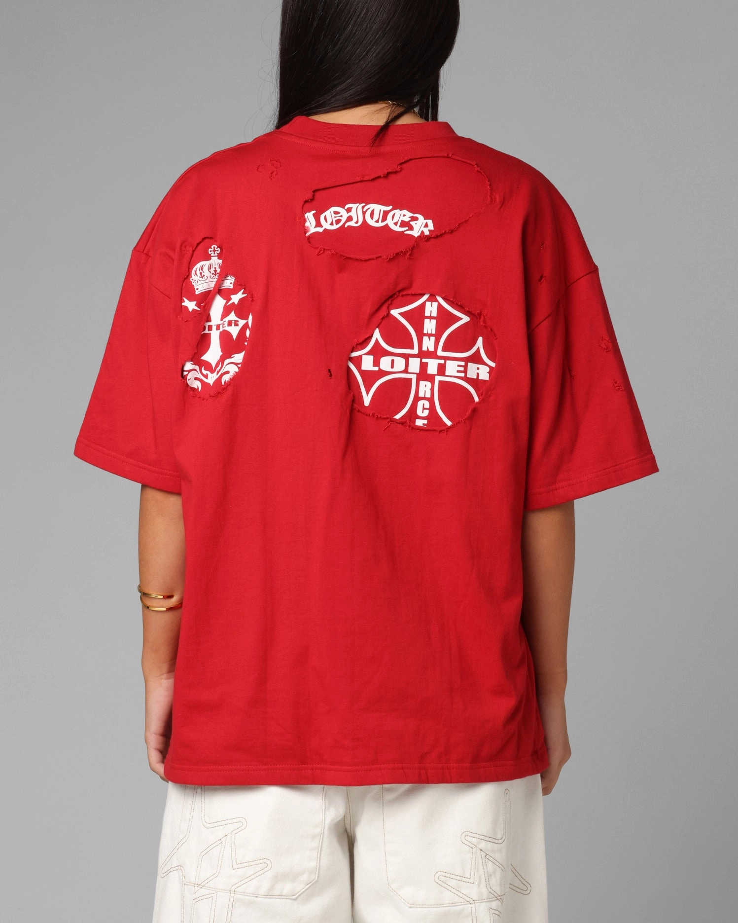 Loiter Destruction T-Shirt Red Lightweight Fashion