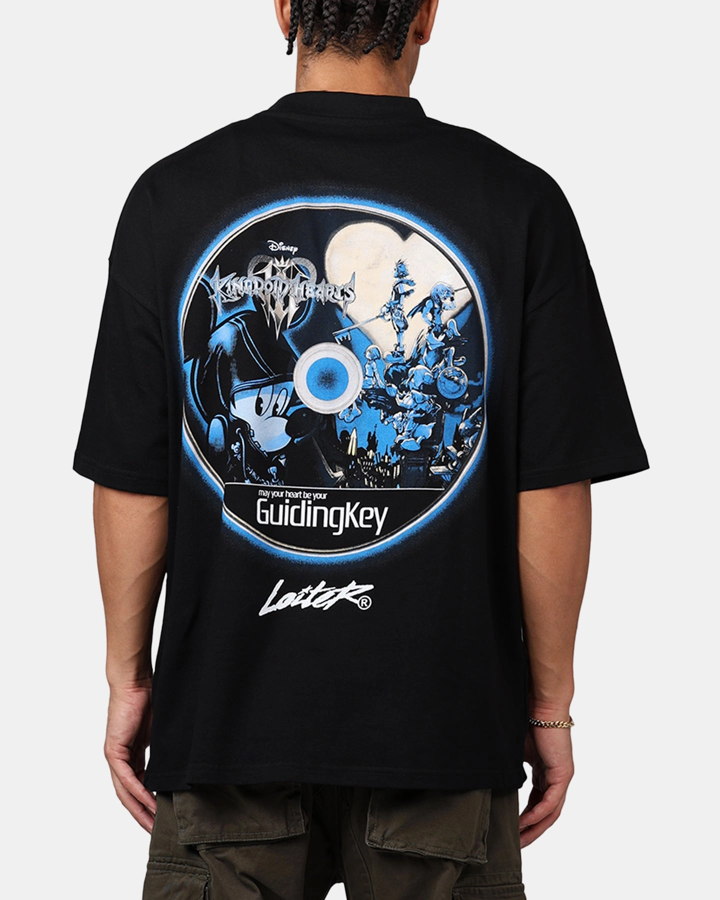 MinimalistStitching Loiter Disney Kingdom Hearts King Mickey Mockneck T-Shirt Black