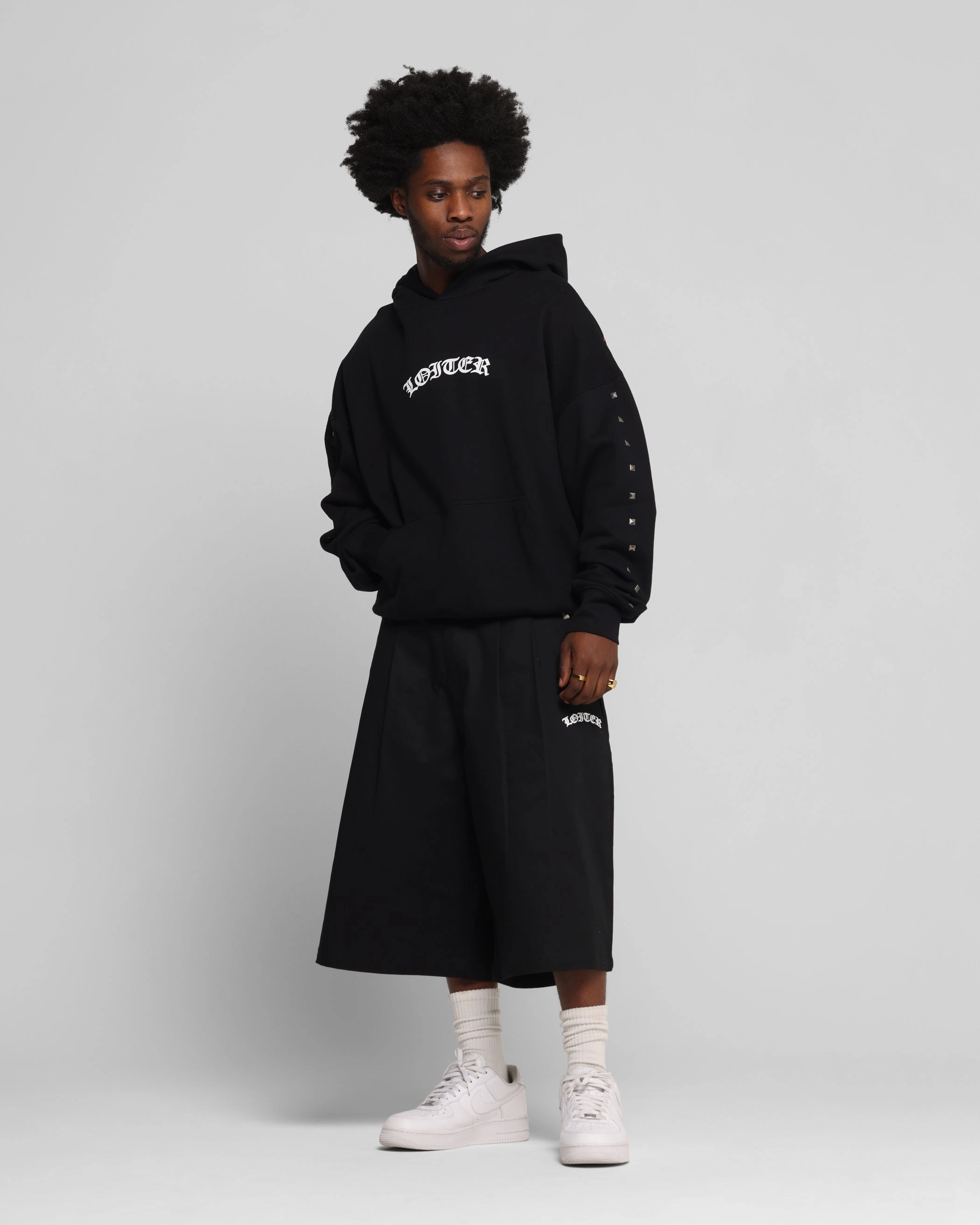 Layered Hem Loiter Draco Hoodie Black