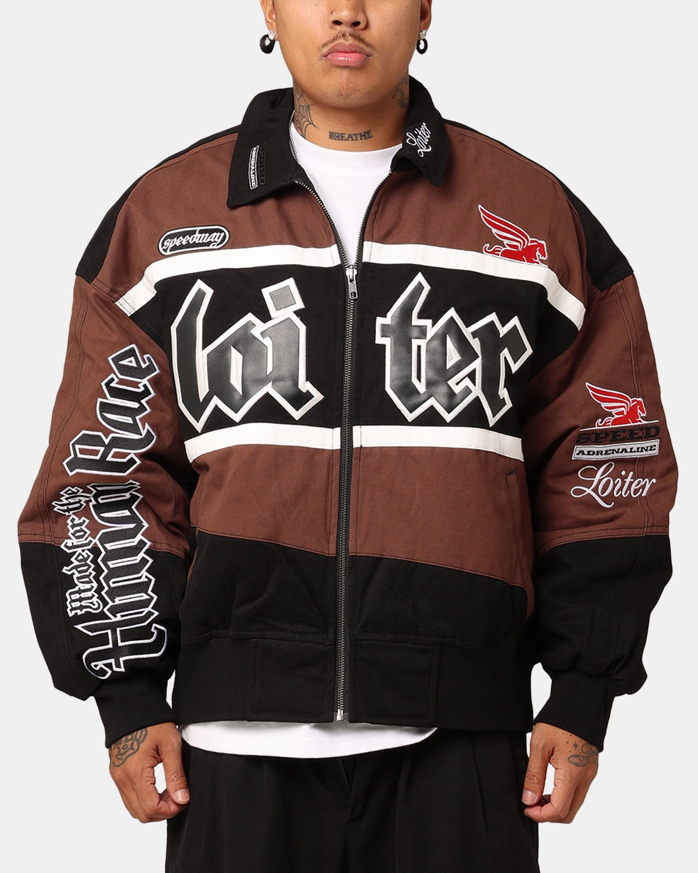 Fashion Active Loiter Drift Circuit Jacket Brown