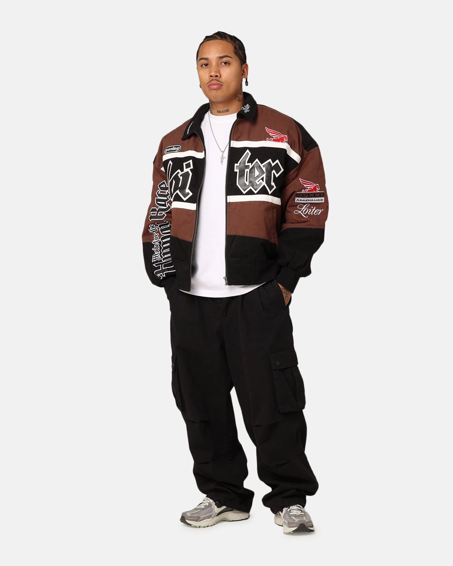 Fashion Layer Picture Loiter Drift Circuit Jacket Brown