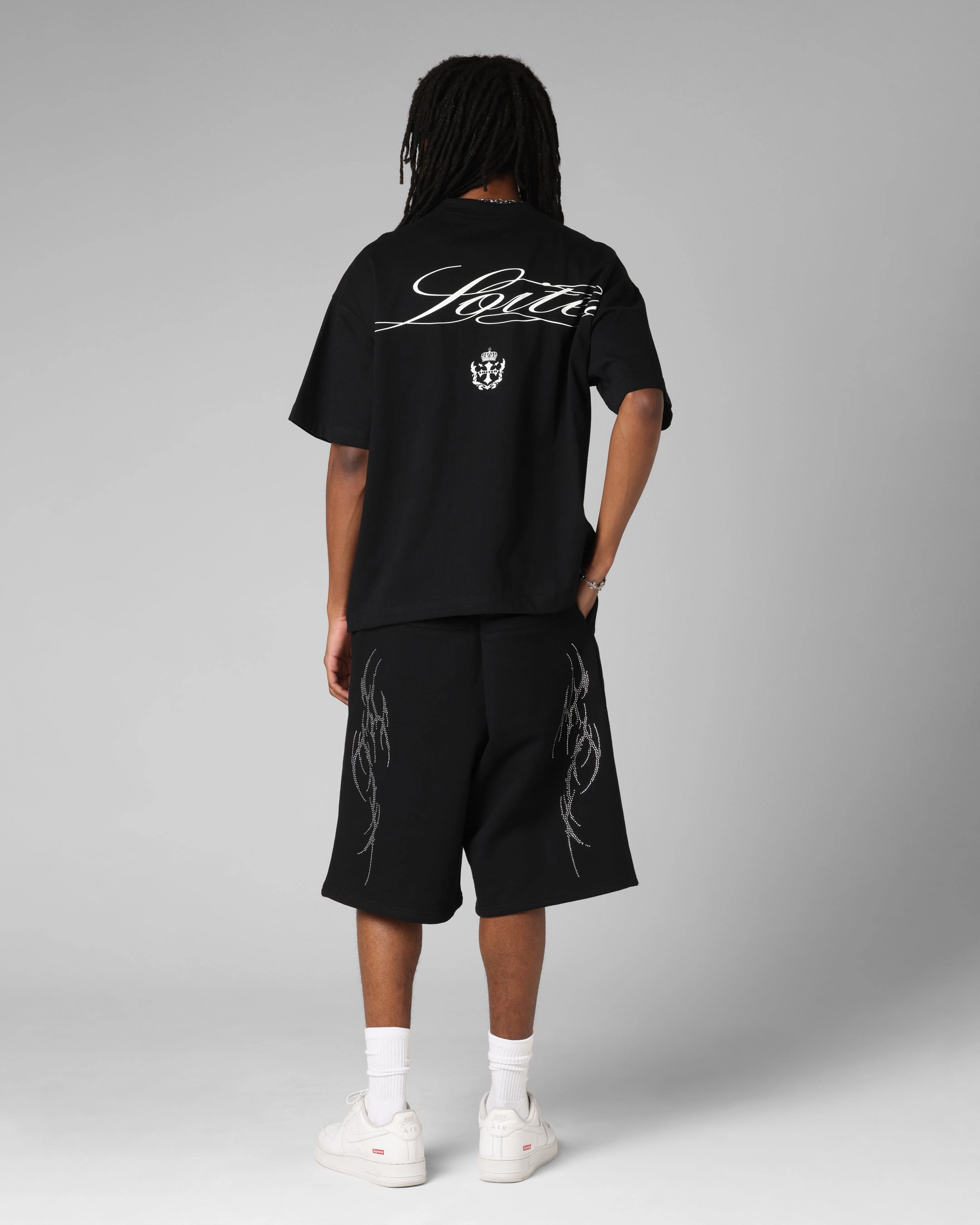 Relaxed Design Wrinkle-Free Loiter Drop Out Vintage T-Shirt Black