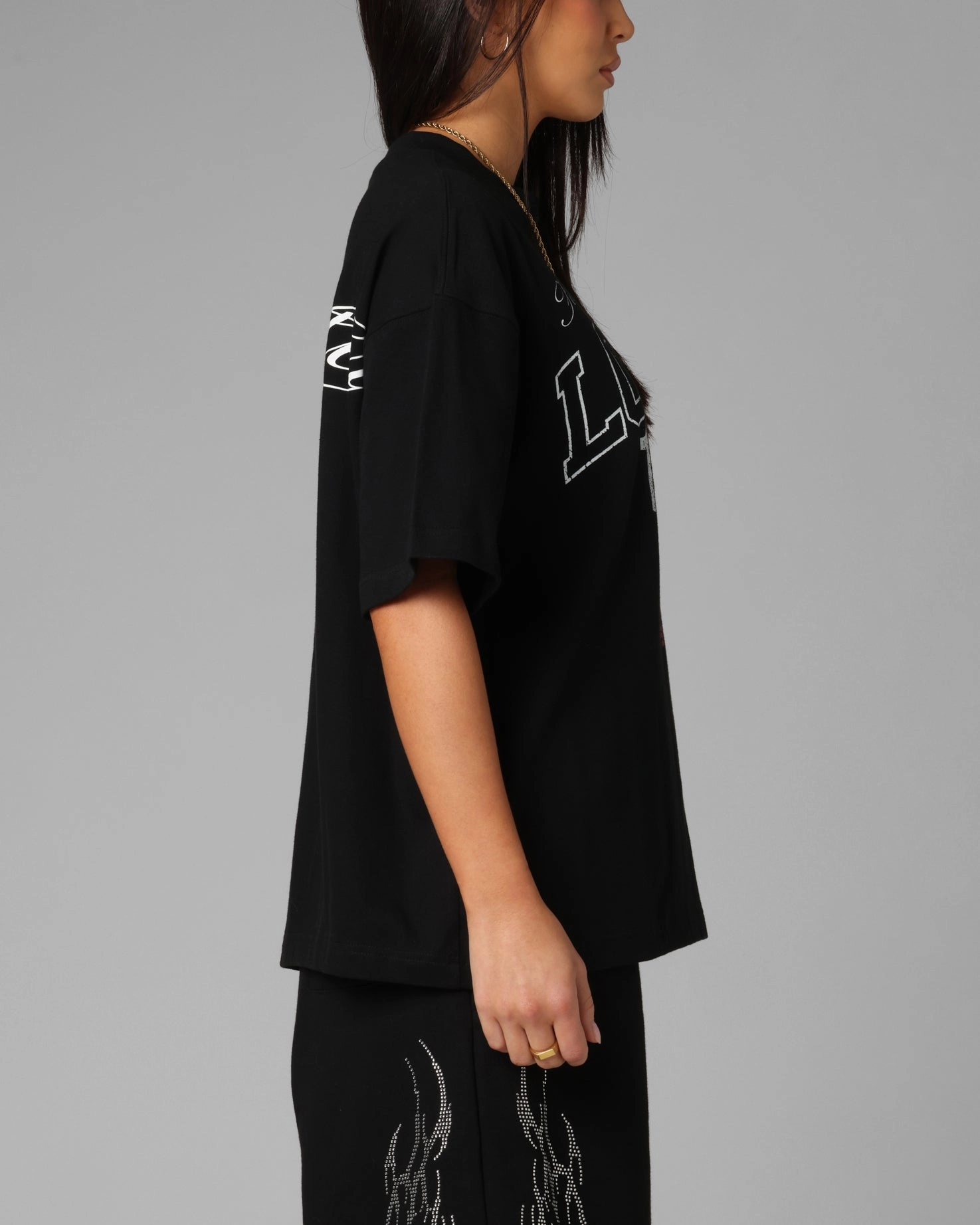 Chic Wearable Everyday apparel Loiter Drop Out Vintage T-Shirt Black