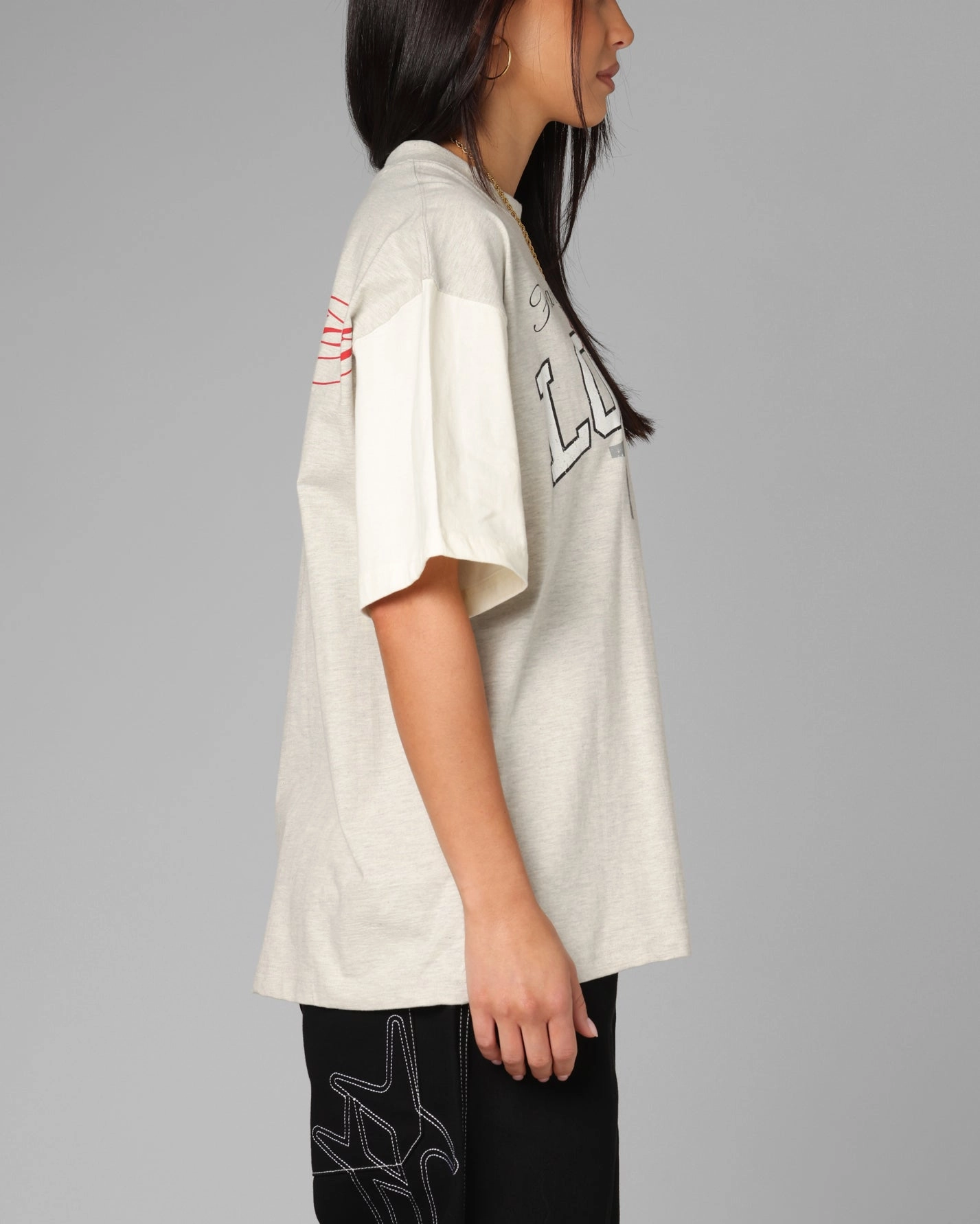 Pocket Reinforcement certified Loiter Drop Out Vintage T-Shirt Grey/White