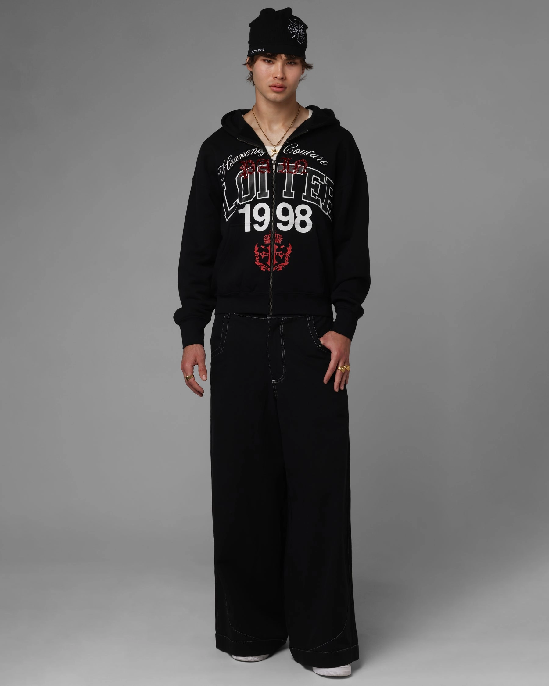 Loiter Drop Out Zip Hoodie Black Wardrobe