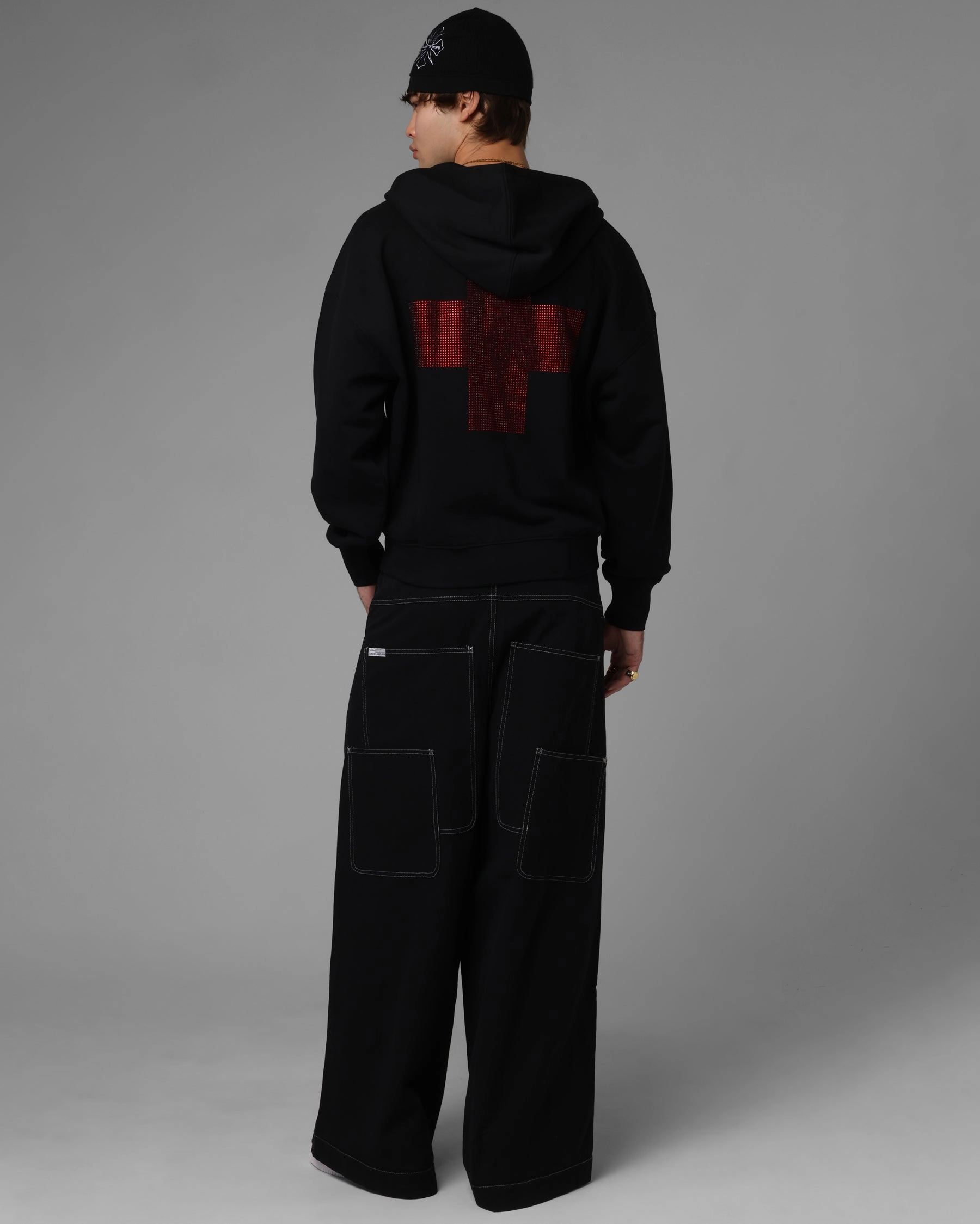 sunglasses Organizer Loiter Drop Out Zip Hoodie Black