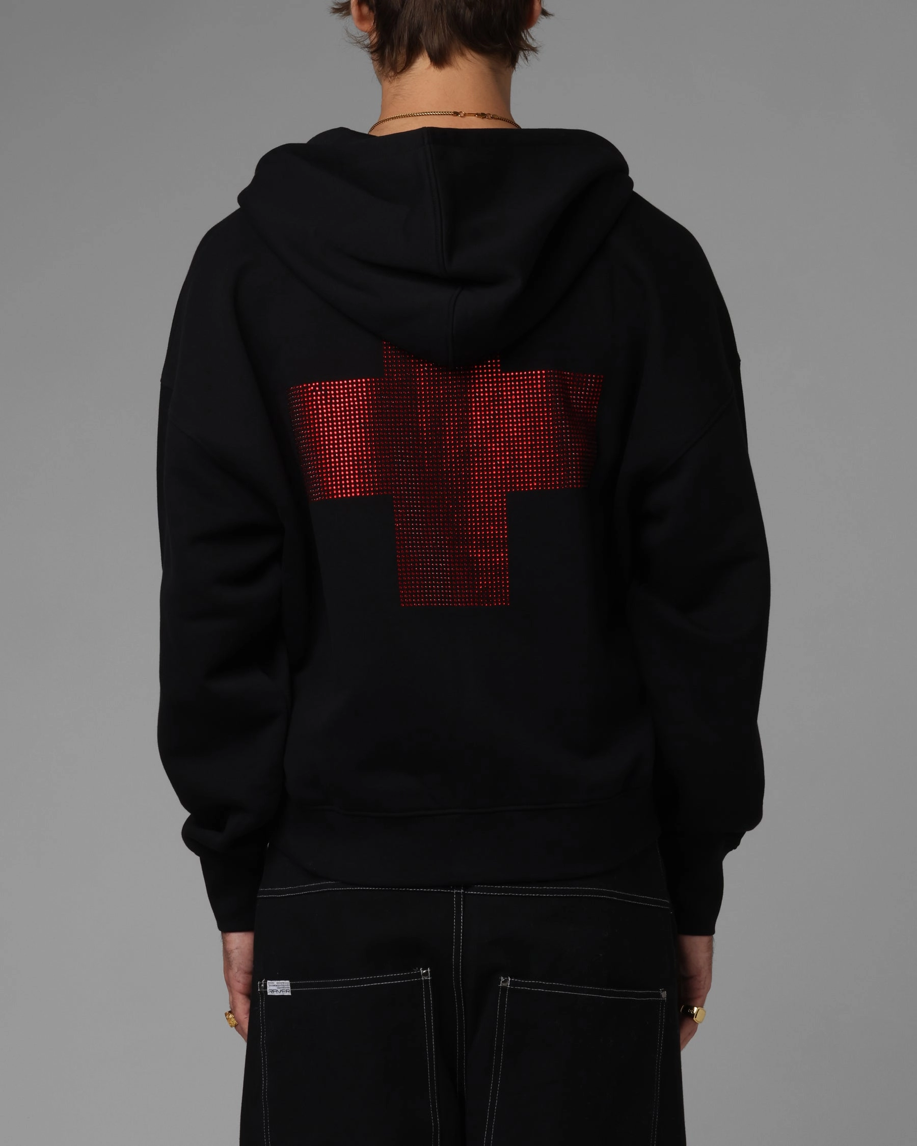 Folder Loiter Drop Out Zip Hoodie Black