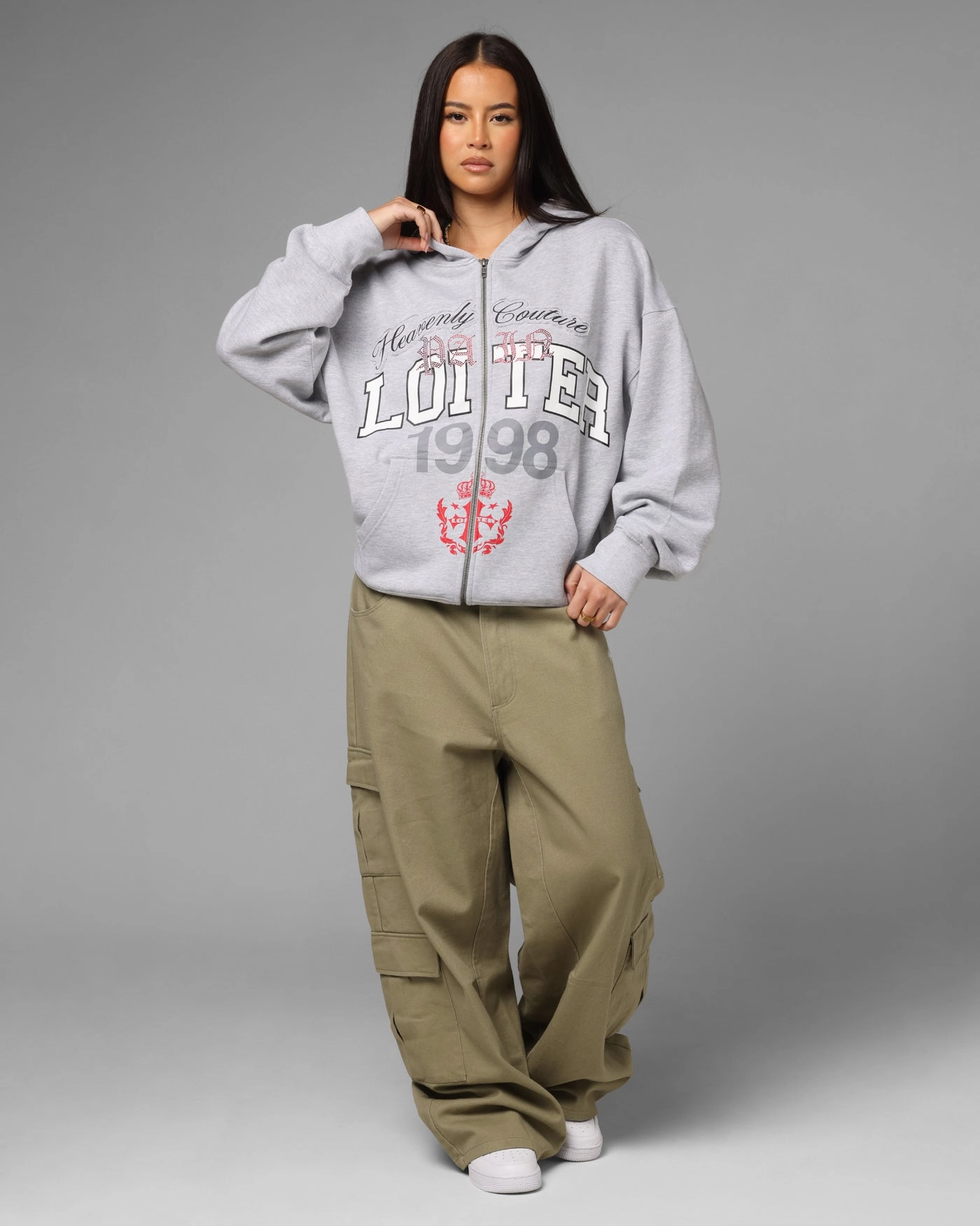 Loiter Drop Out Zip Hoodie Grey Advertise popular in Asia