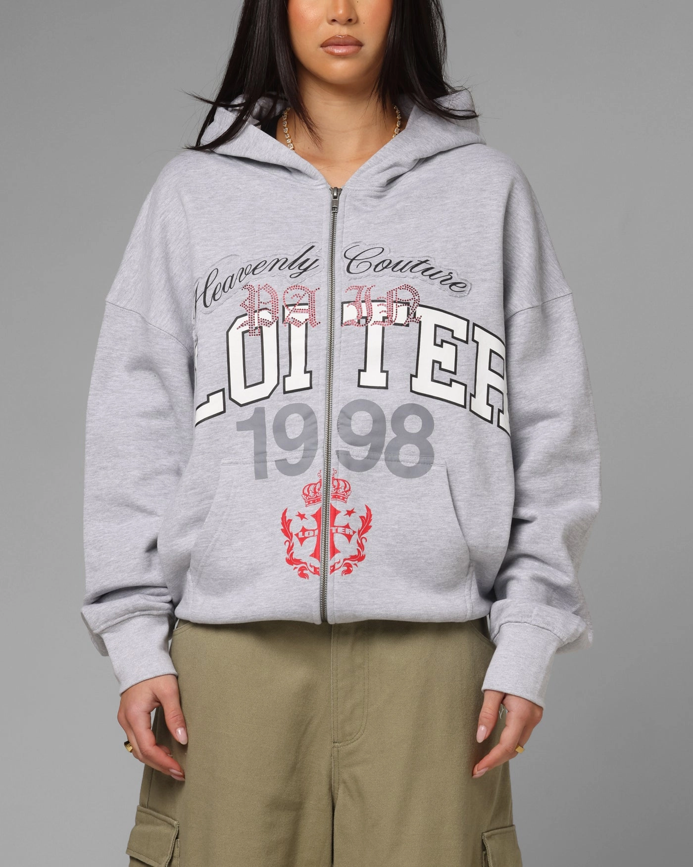 suitable for anniversaries Loiter Drop Out Zip Hoodie Grey