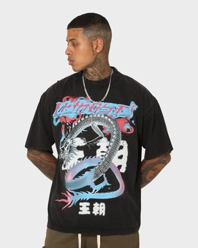 Slim Fit Design Loiter Dynasty Vintage T-Shirt Vintage Black