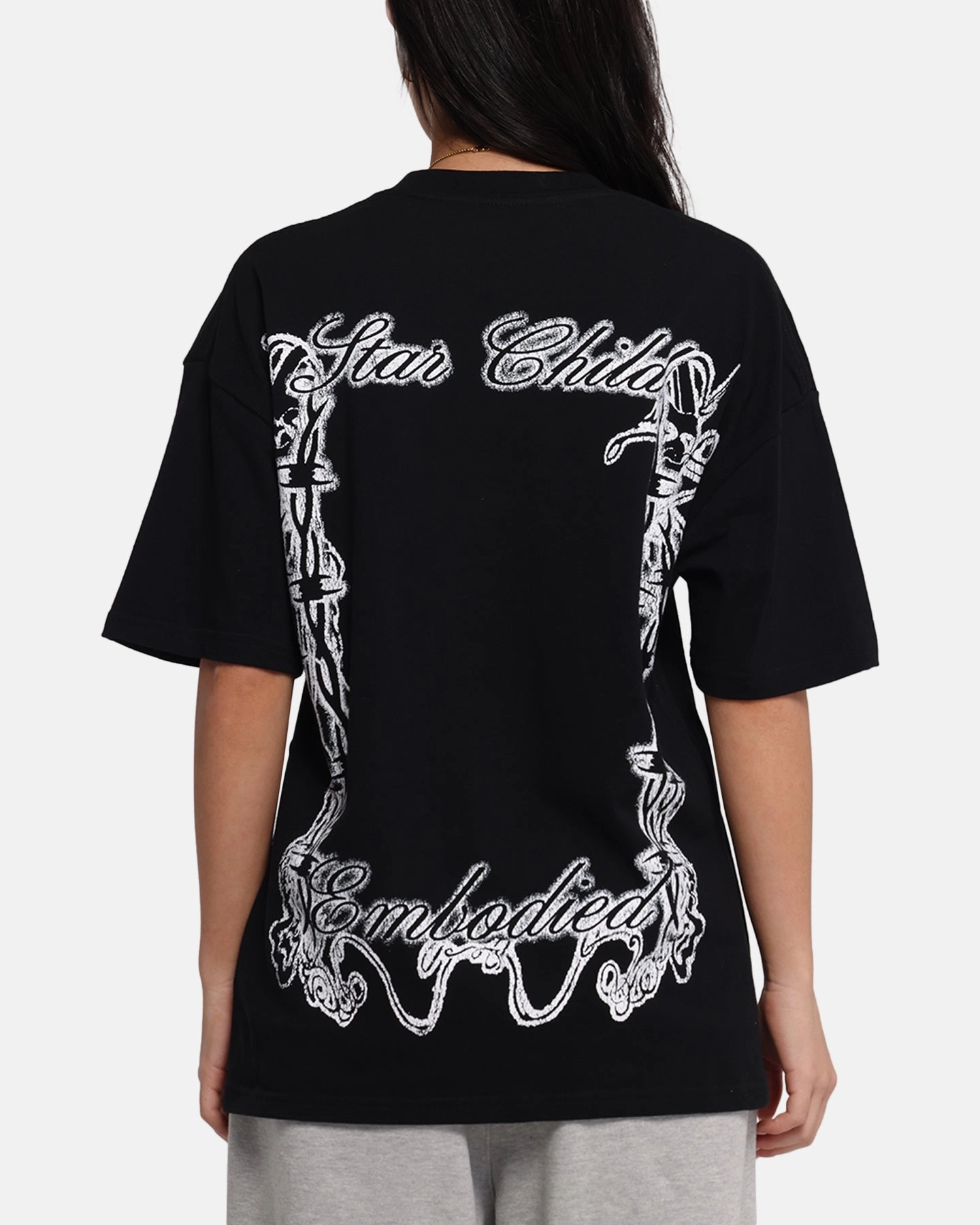 Loiter Earth Angel T-Shirt Black Chilly Day Comfort Zero Waste Production