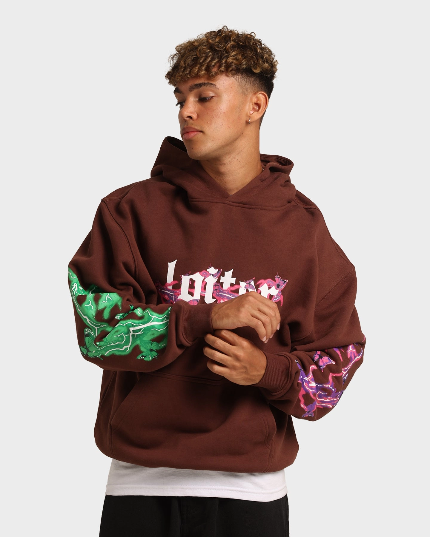 Loiter Electro Butterfly Hoodie Brown Statement