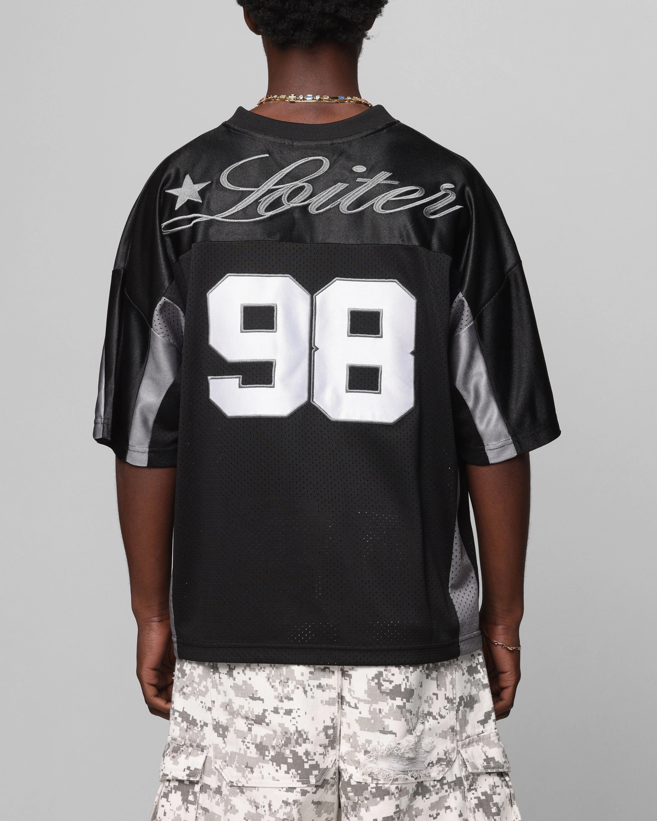 Loiter End Zone Jersey Black Body Mapping Technology Classic Crew Neck Design