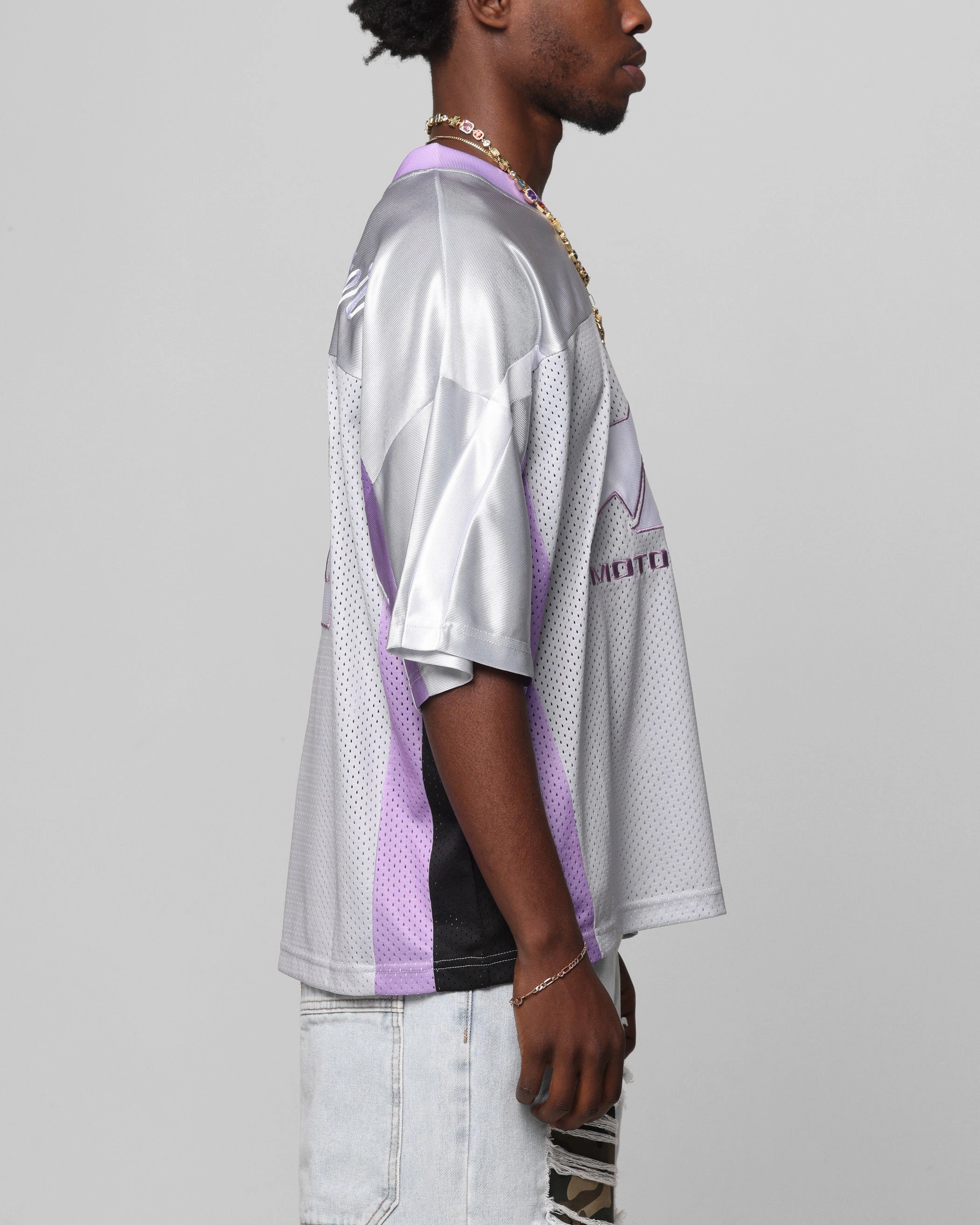 Anti Fade Technology Training Apparel Loiter End Zone Jersey Grey/Purple