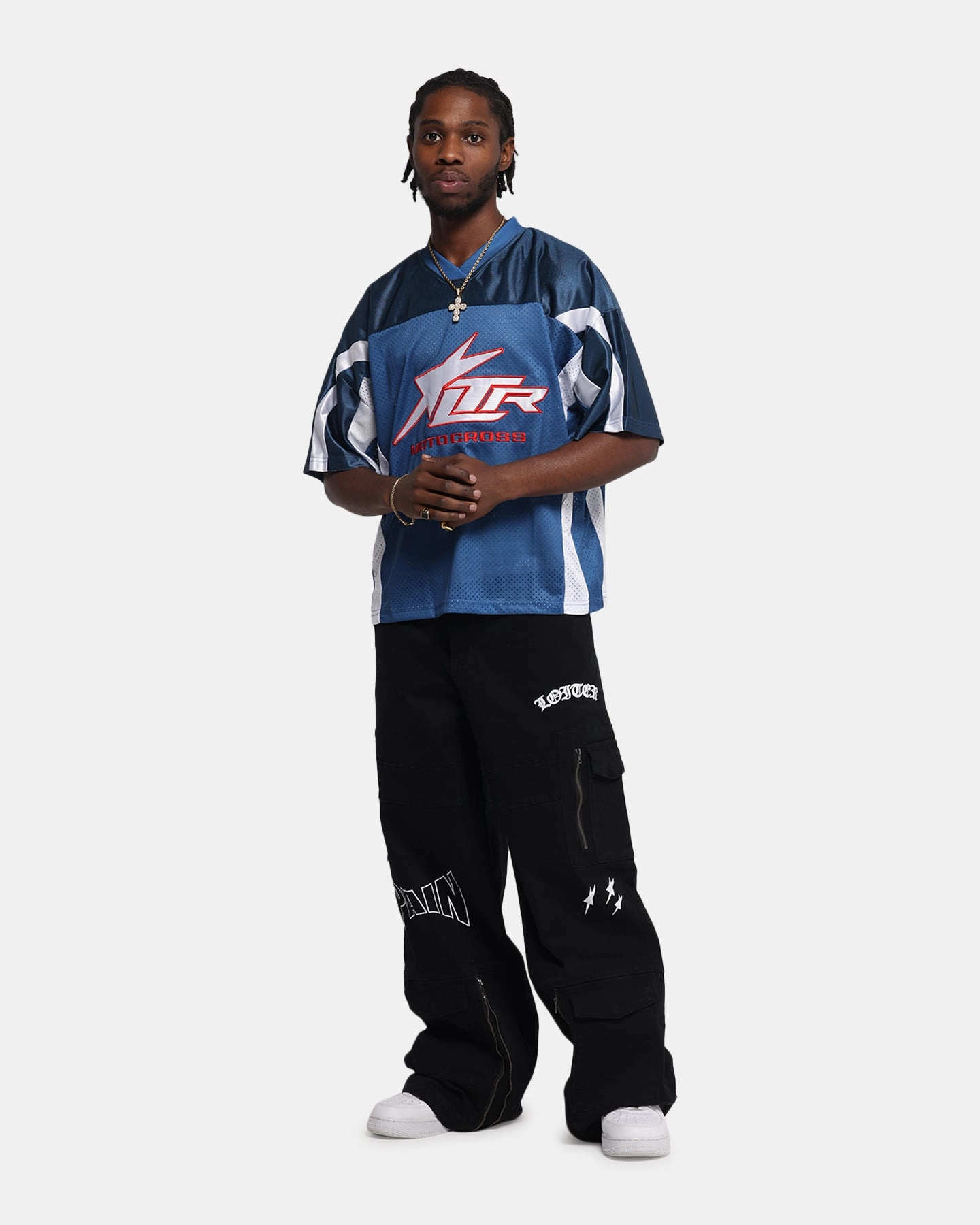 Non Slip Hem Loiter End Zone Jersey Navy