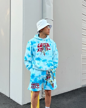 Loiter Eternal Tie Dye Hoodie Blue WaterResistant Shell Mousse
