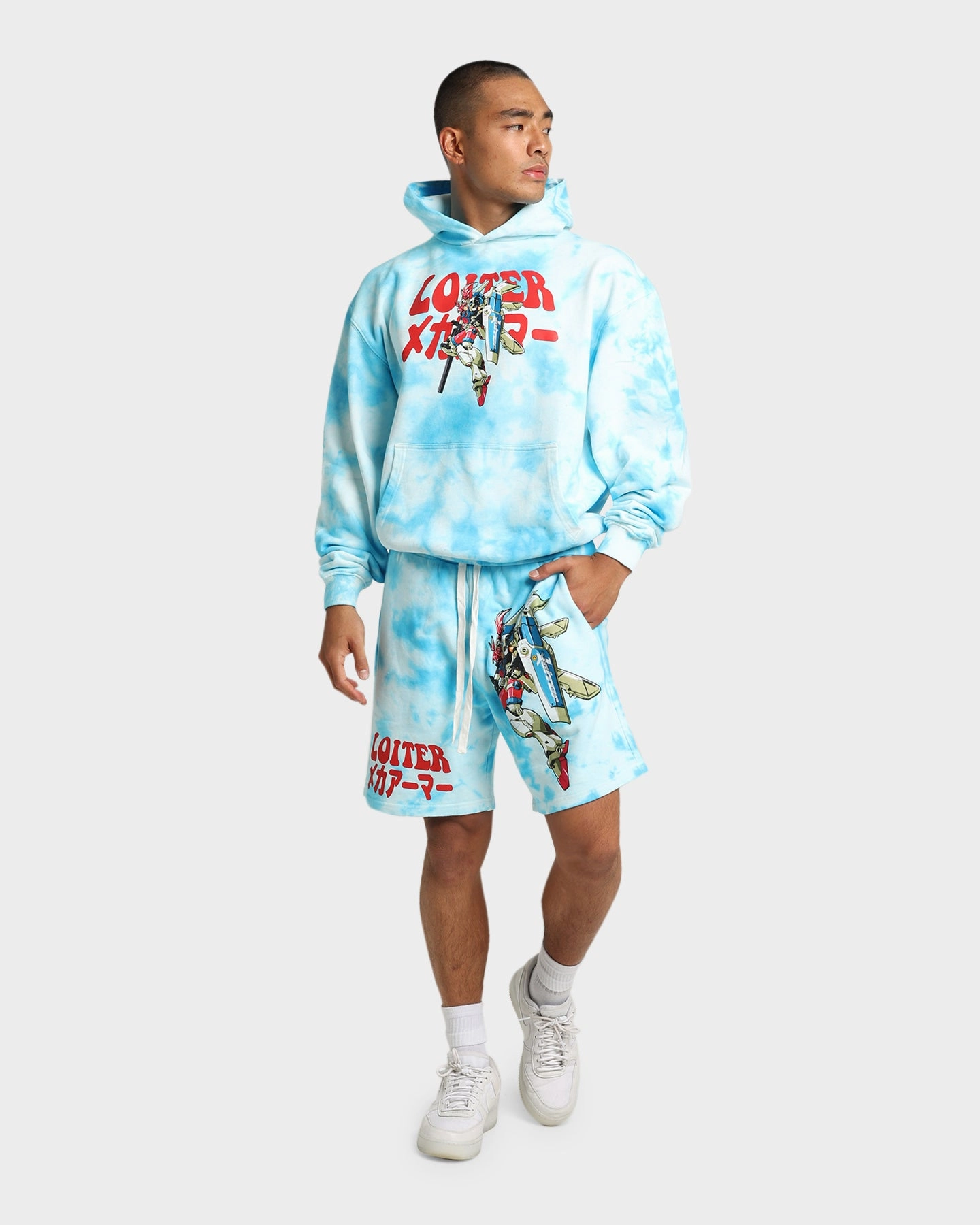 HighNeck Temperature Adaptive Fabric Loiter Eternal Tie Dye Hoodie Blue