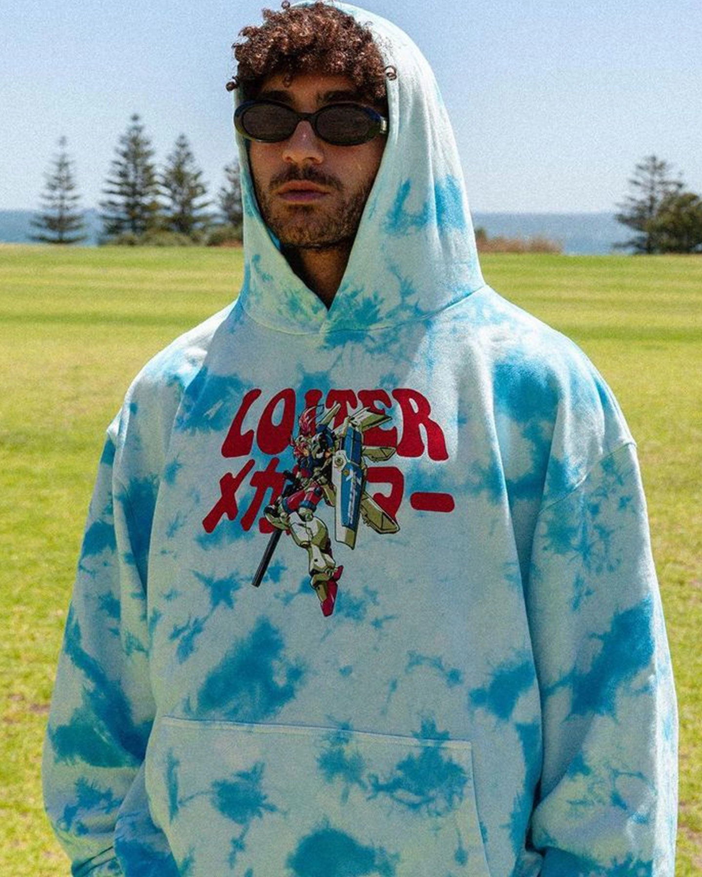Loiter Eternal Tie Dye Hoodie Blue Casual Comfort Hook and loop fasteners