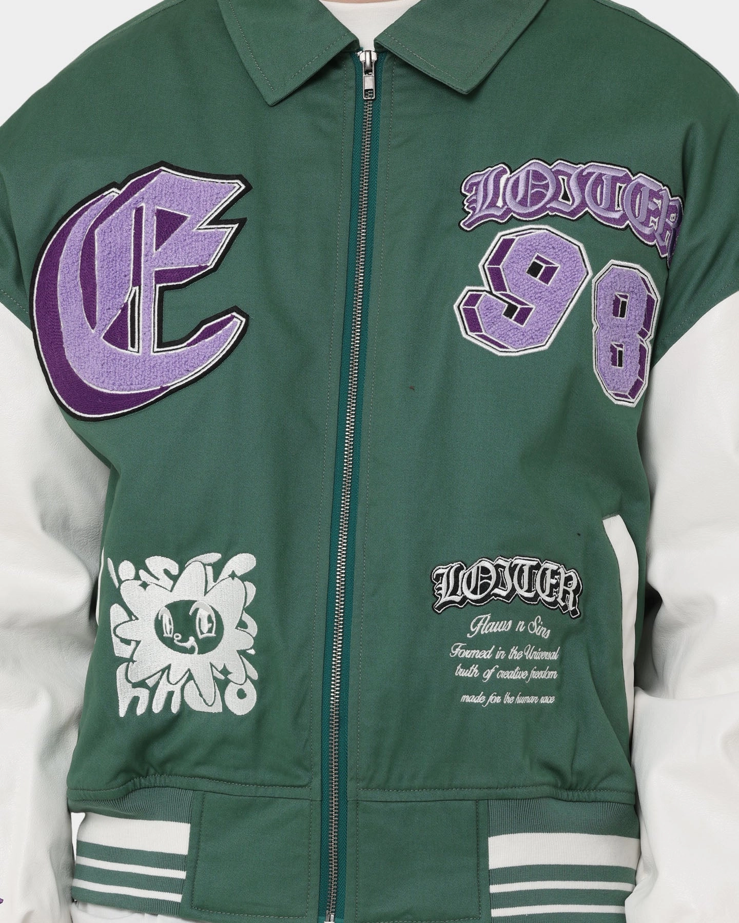 Loiter Ethereal Varsity Jacket Green restaurant
