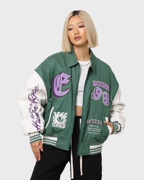 adults' Loiter Ethereal Varsity Jacket Green