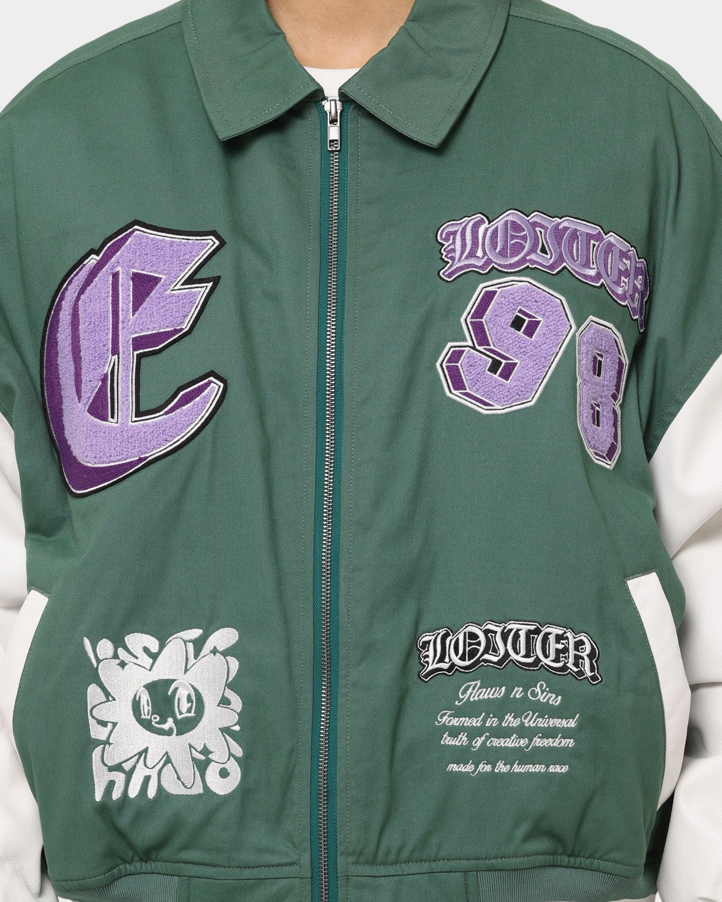 Loiter Ethereal Varsity Jacket Green Thermolite Insulation