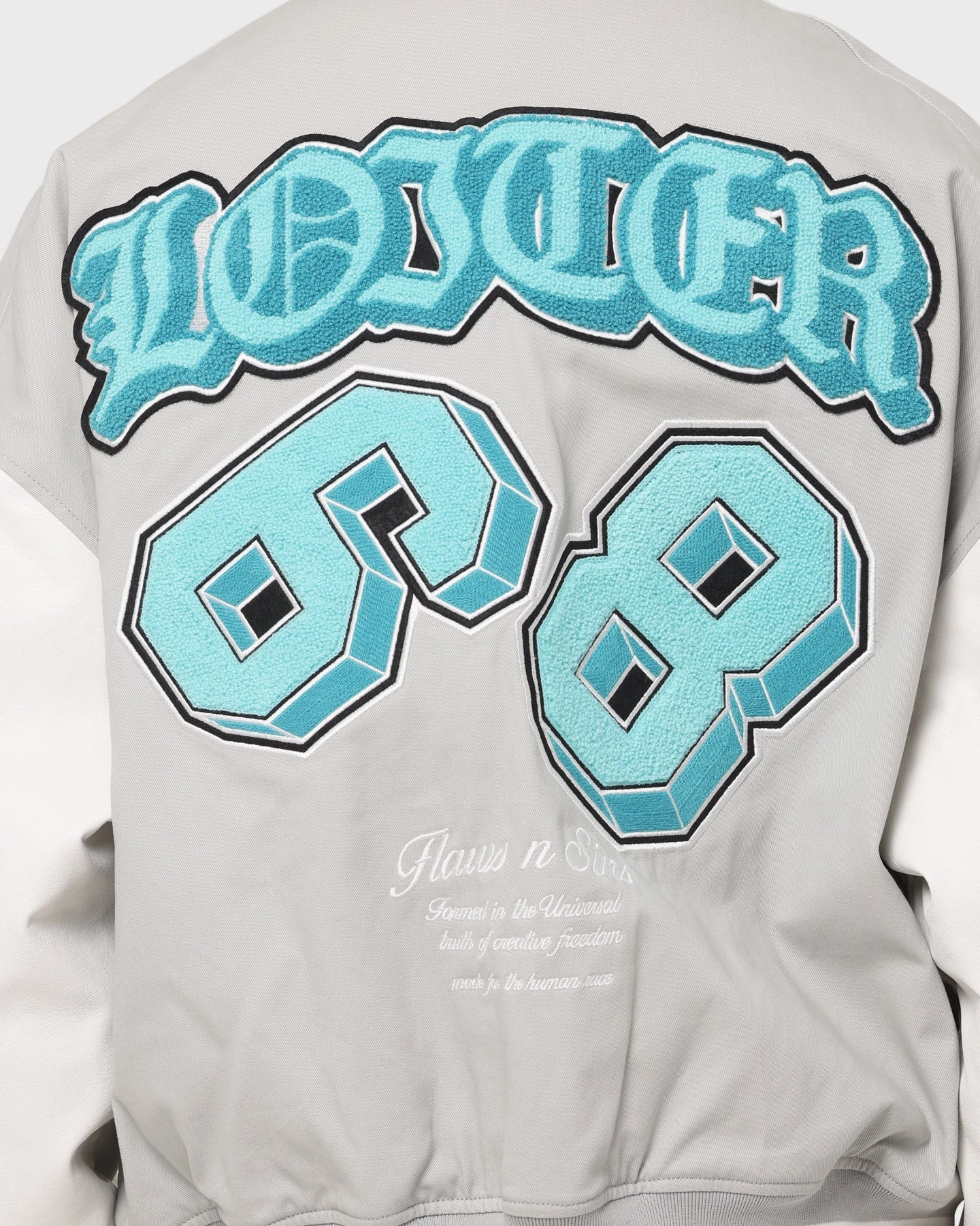 Loiter Ethereal Varsity Jacket Light Grey Waterproof Zippers Adult