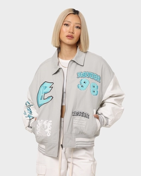 LowProfile Seam Design gym - goers Loiter Ethereal Varsity Jacket Light Grey
