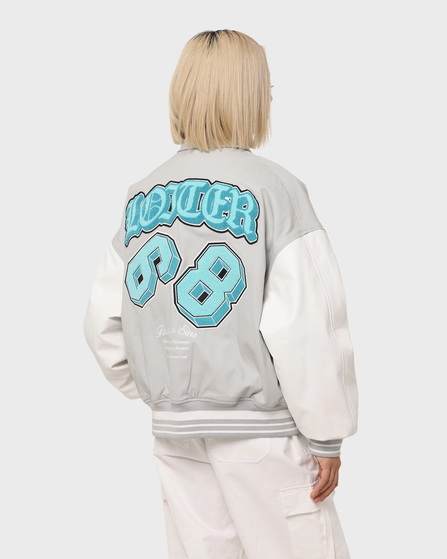 Loiter Ethereal Varsity Jacket Light Grey Indoor Use Everyday Comfort