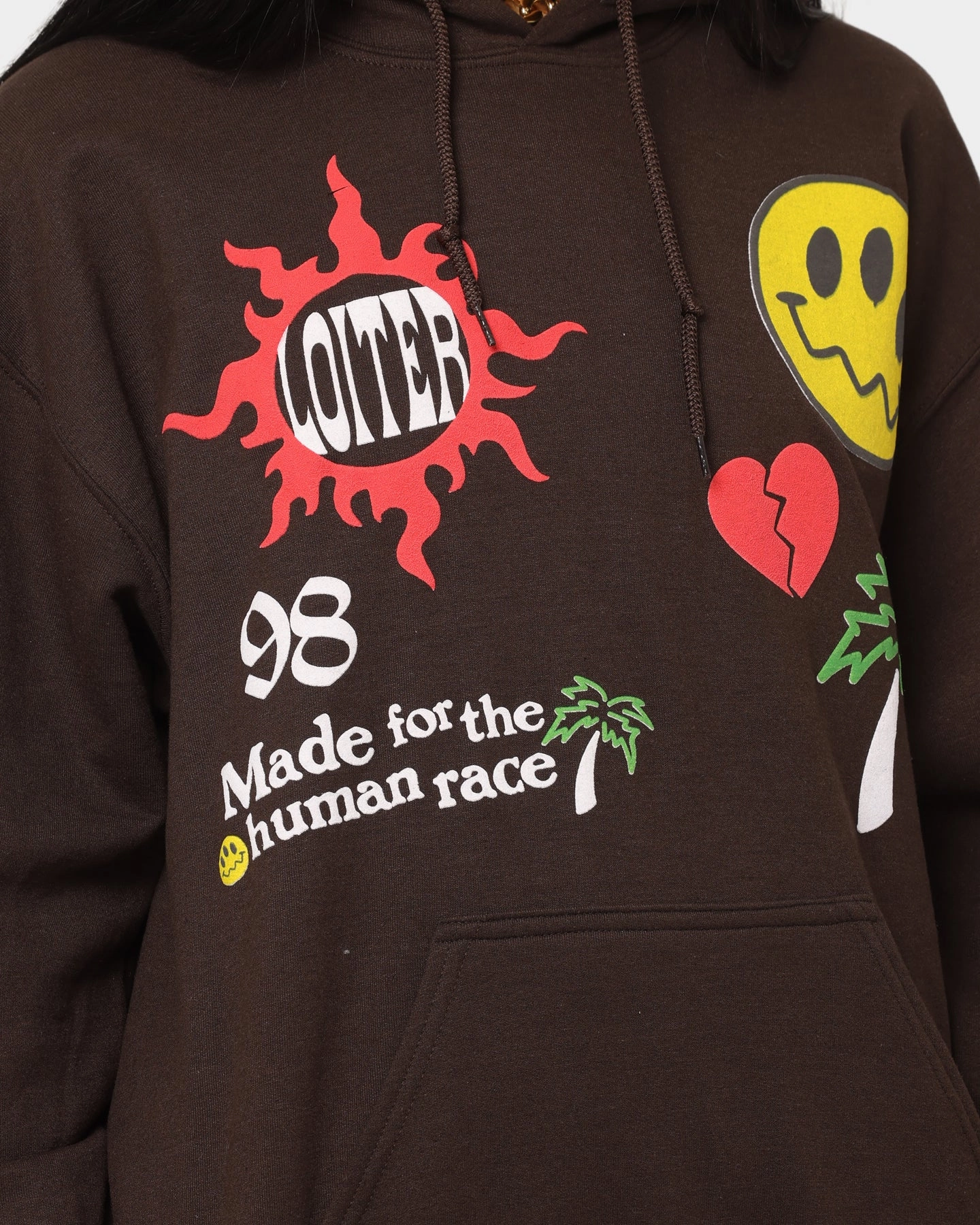 restaurant Loungewear Loiter Euphoric Multi Logo Hoodie Brown