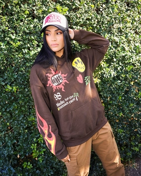 Hand washable Halloween Loiter Euphoric Multi Logo Hoodie Brown