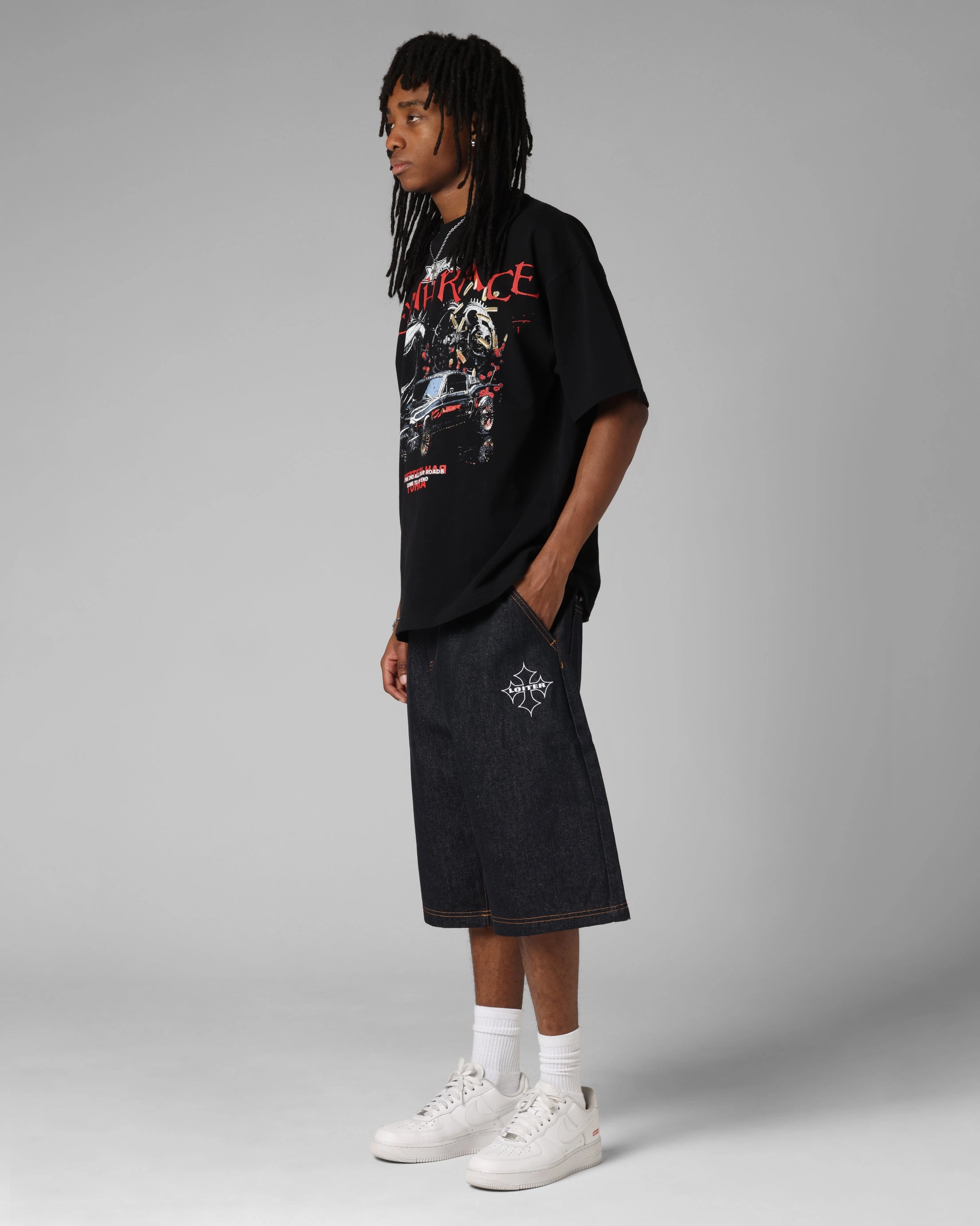 Breathable Lining Loiter F-16 Denim Jorts Indigo
