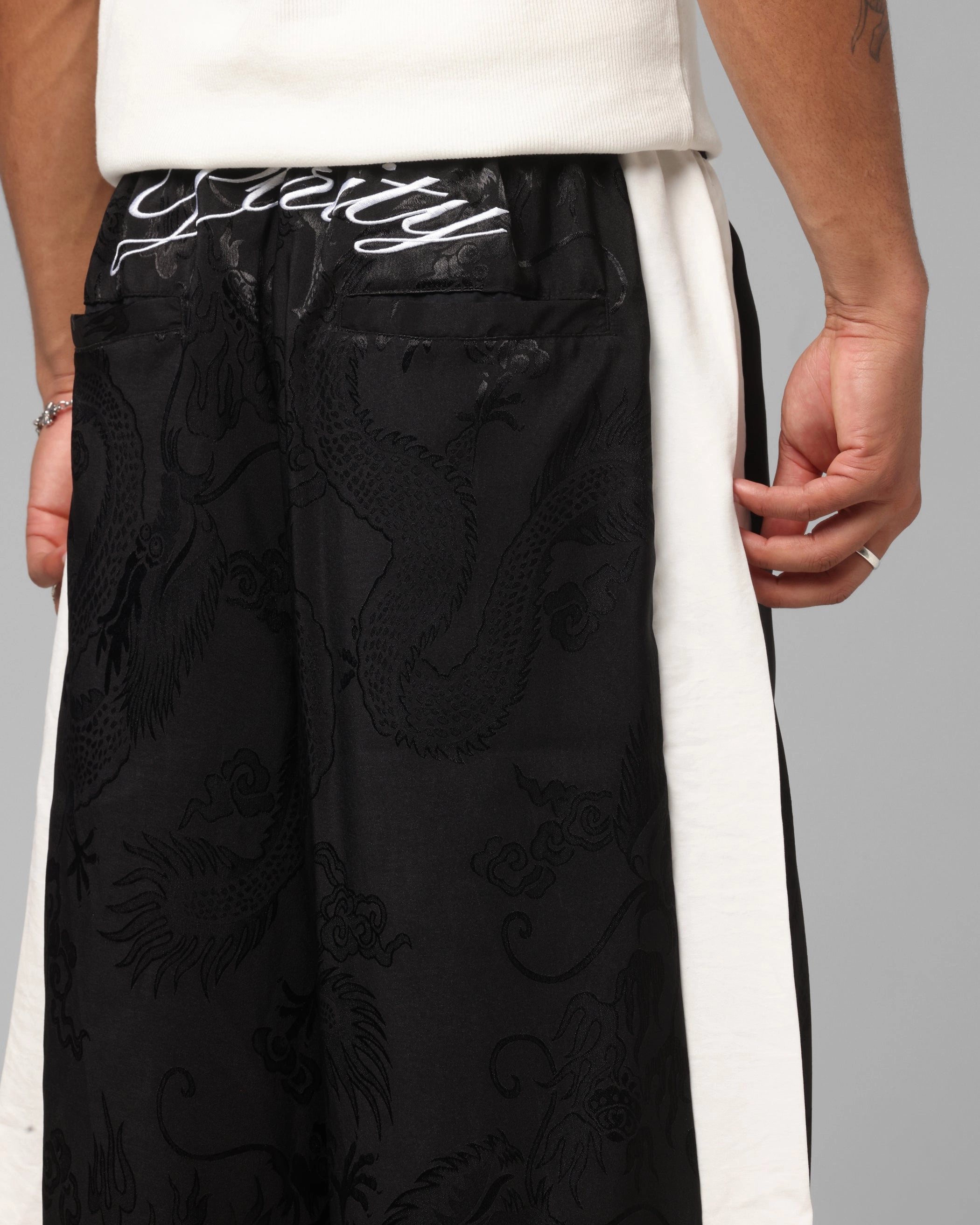 Loiter Fight Club 3 Quarter Shorts Black Multi Panel Construction