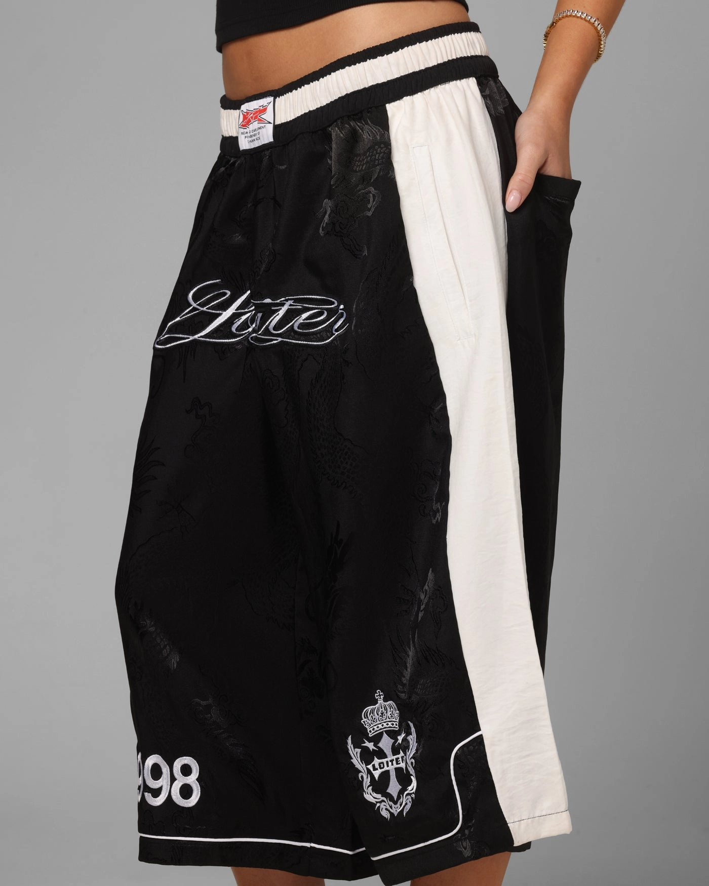 Tear Resistant Fabric Loiter Fight Club 3 Quarter Shorts Black