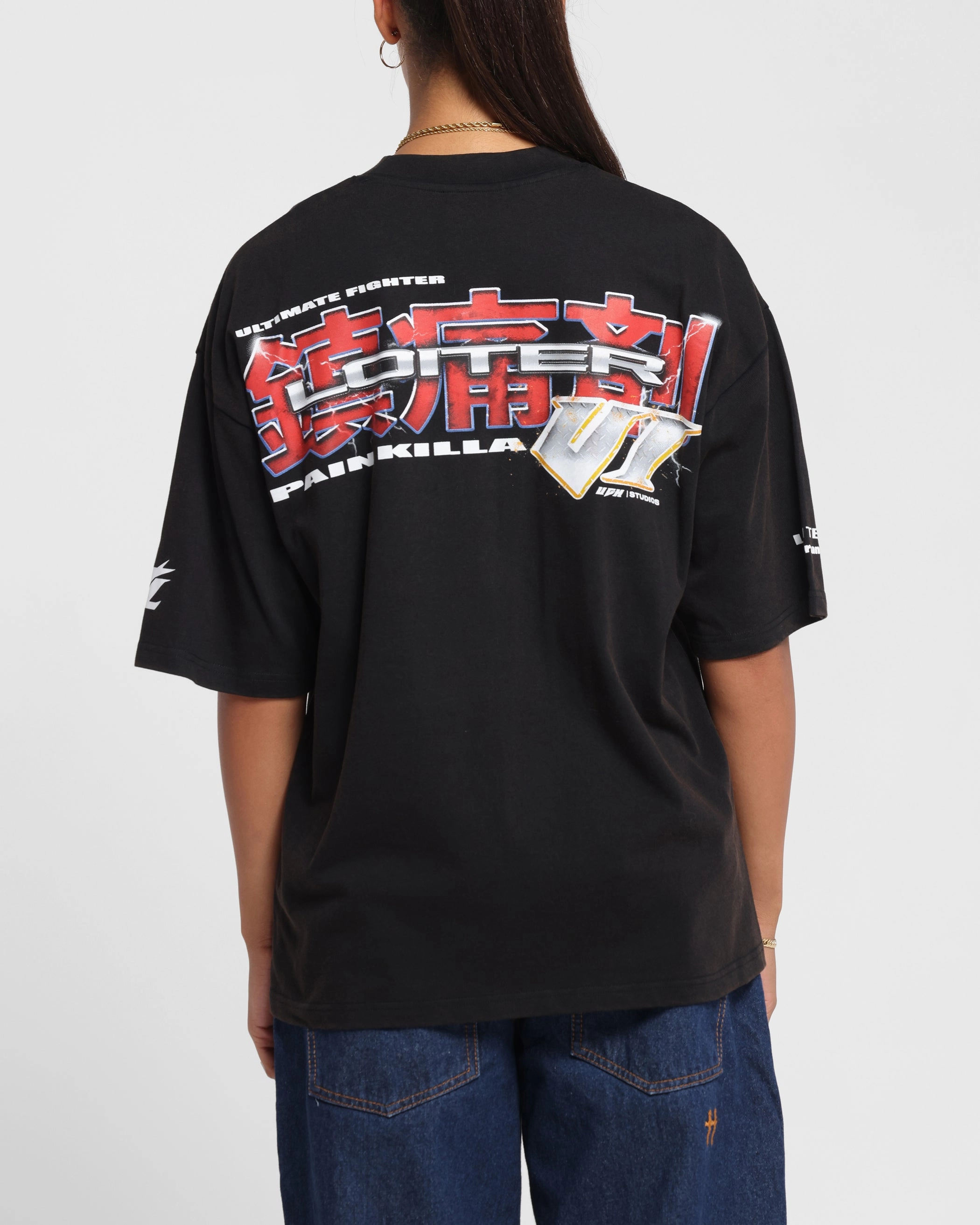 suitable for all genders Loiter Fighter Vintage T-Shirt Vintage Black