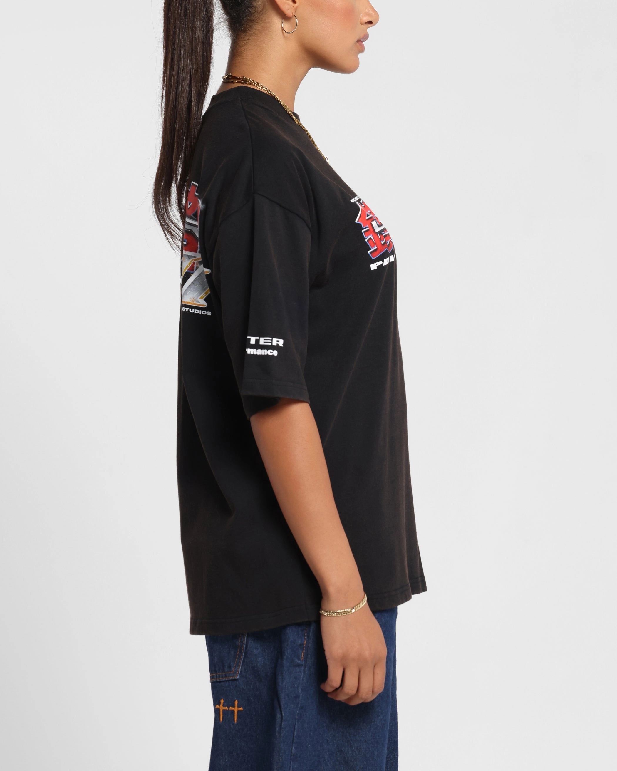 Temperature Regulating Fabric Loiter Fighter Vintage T-Shirt Vintage Black