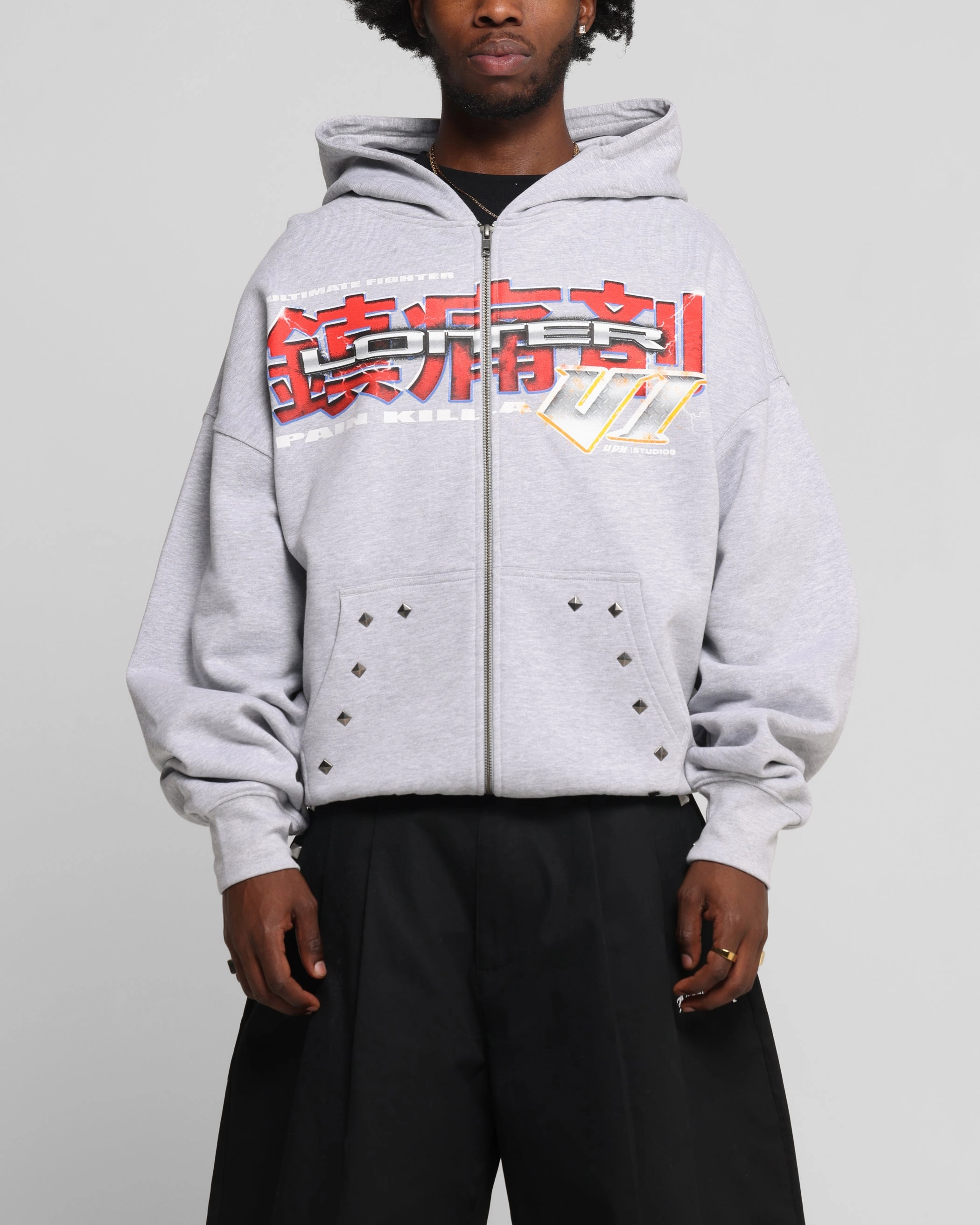 Loiter Fighter Zip Hoodie Grey Comfort - prioritized