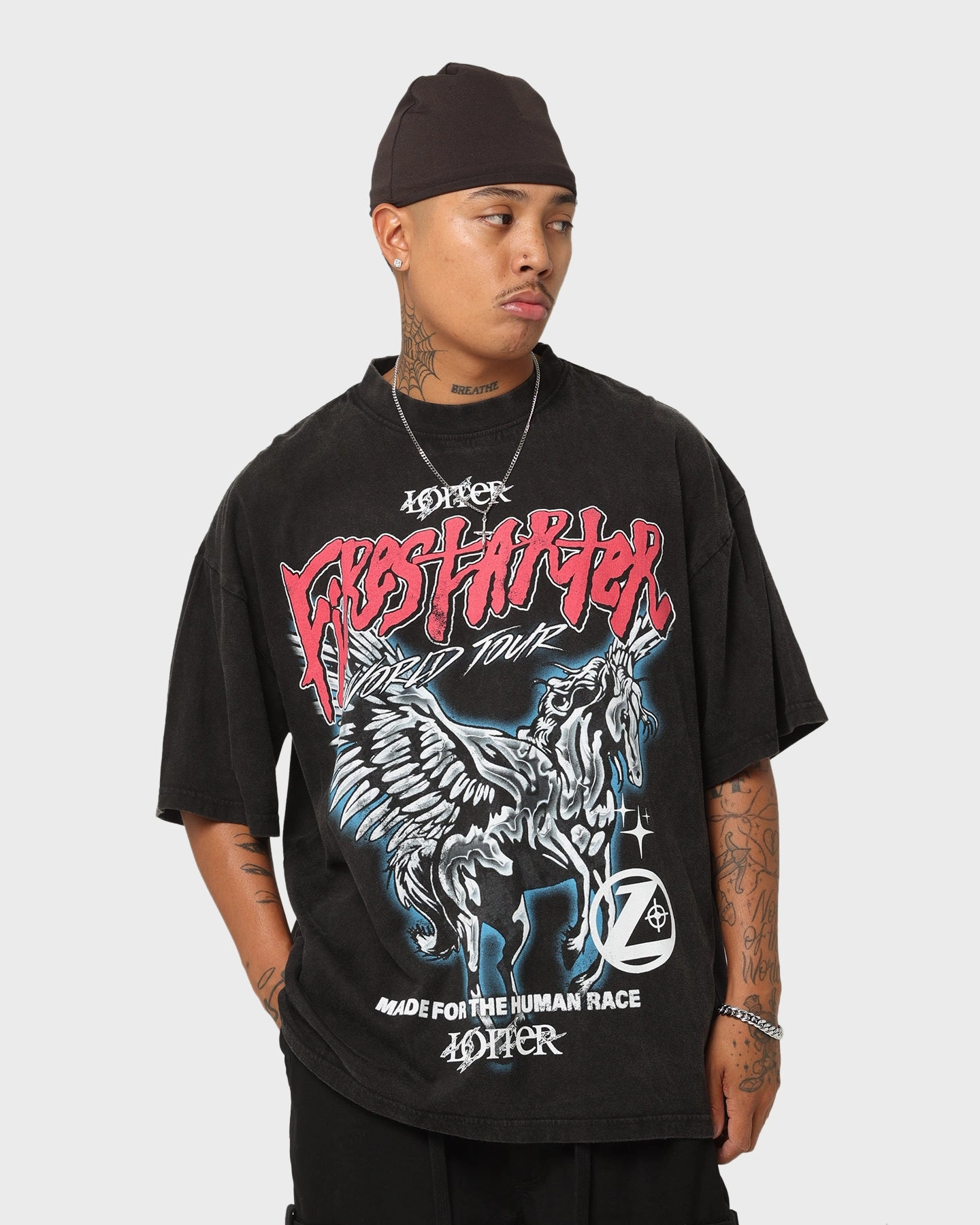 EcoFriendlyMaterial Loiter Firestarter Tour Vintage T-Shirt Vintage Black