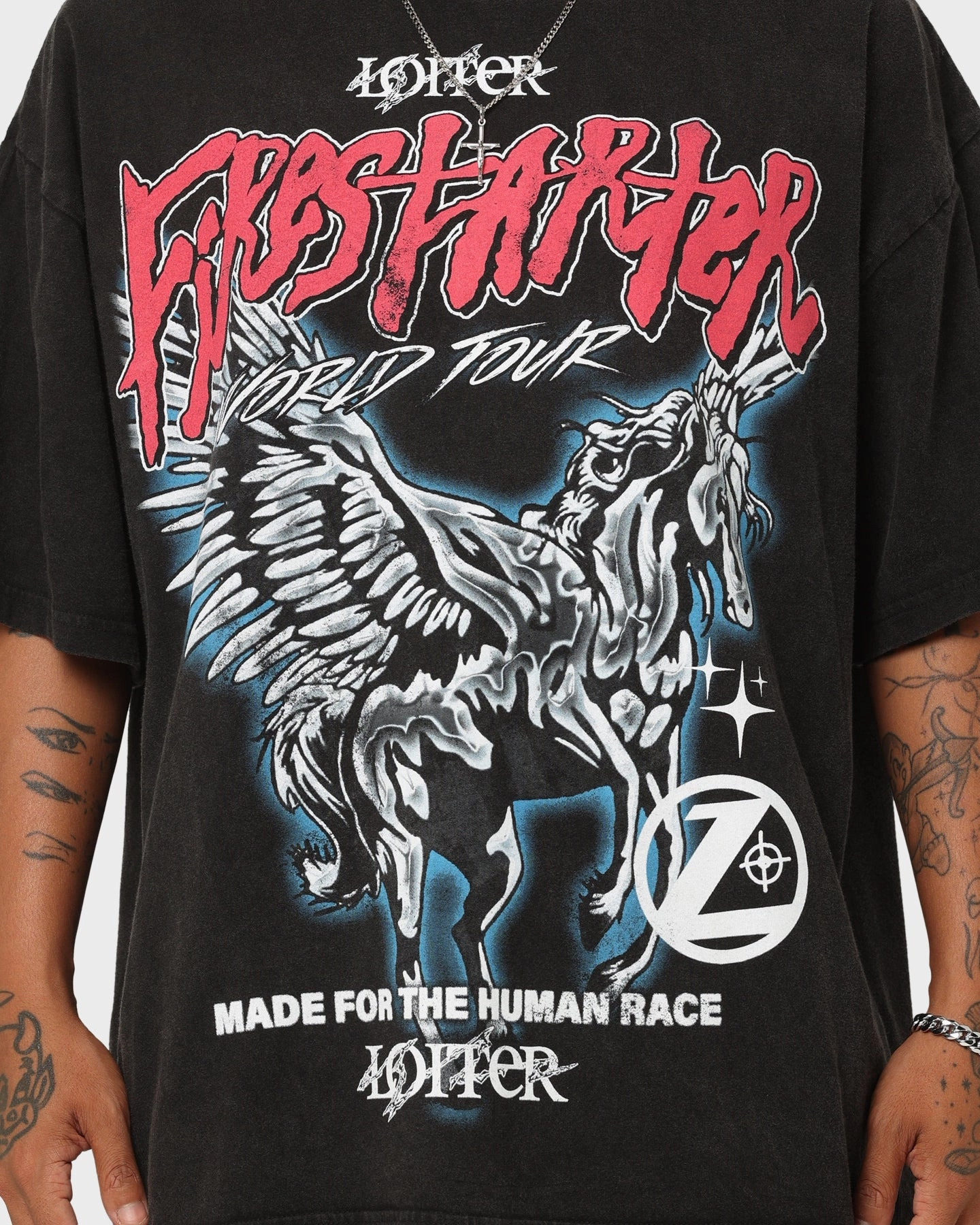 Flexible Neckline Loiter Firestarter Tour Vintage T-Shirt Vintage Black