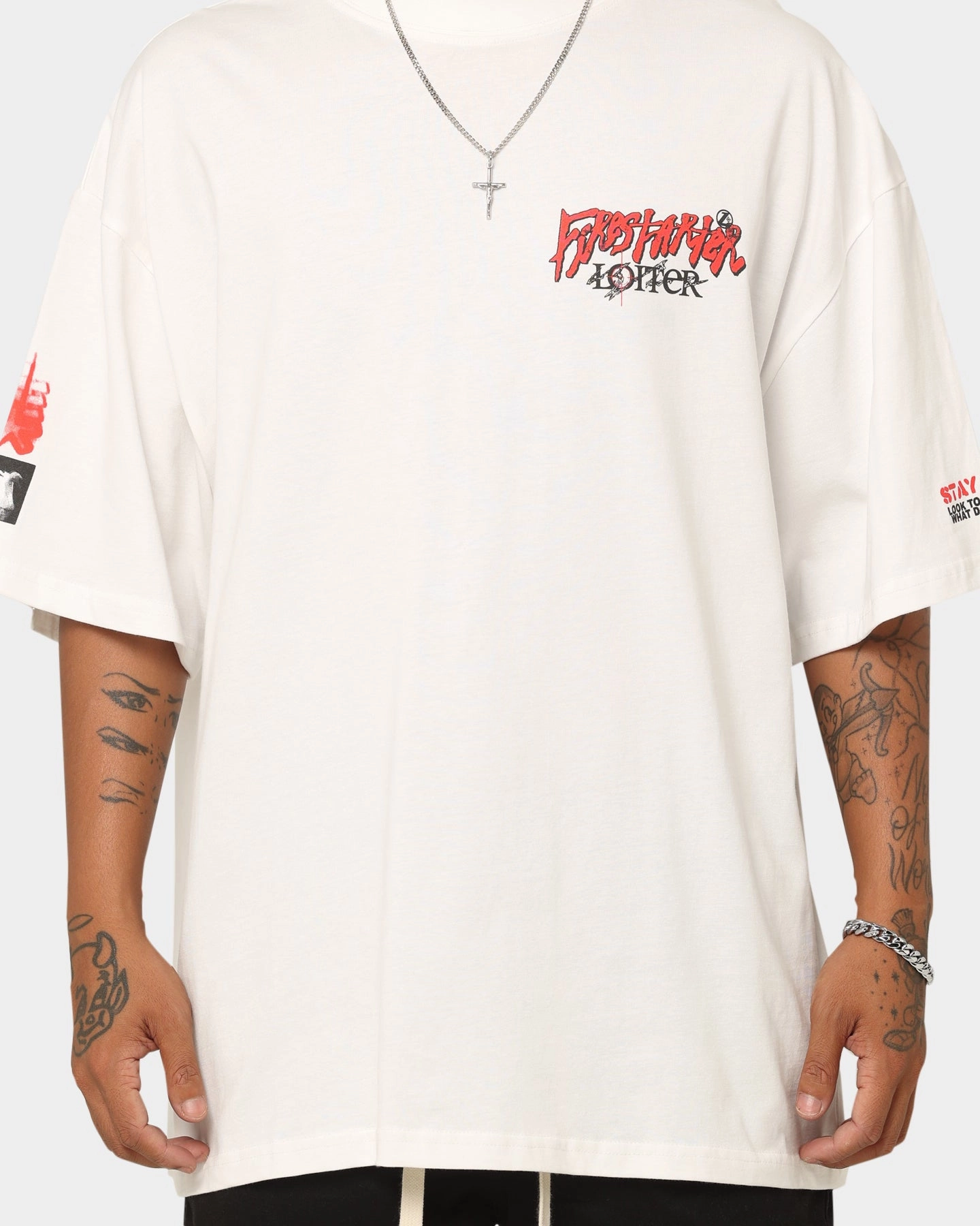 Multi Directional Stretch Easy-to-Style Top Loiter Firestarter Vintage T-Shirt Off White